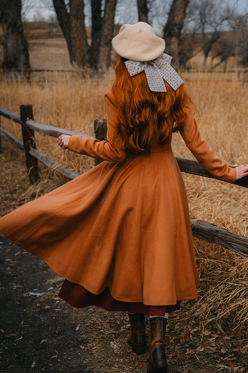 Vintage inspired long wool princess coat C3811