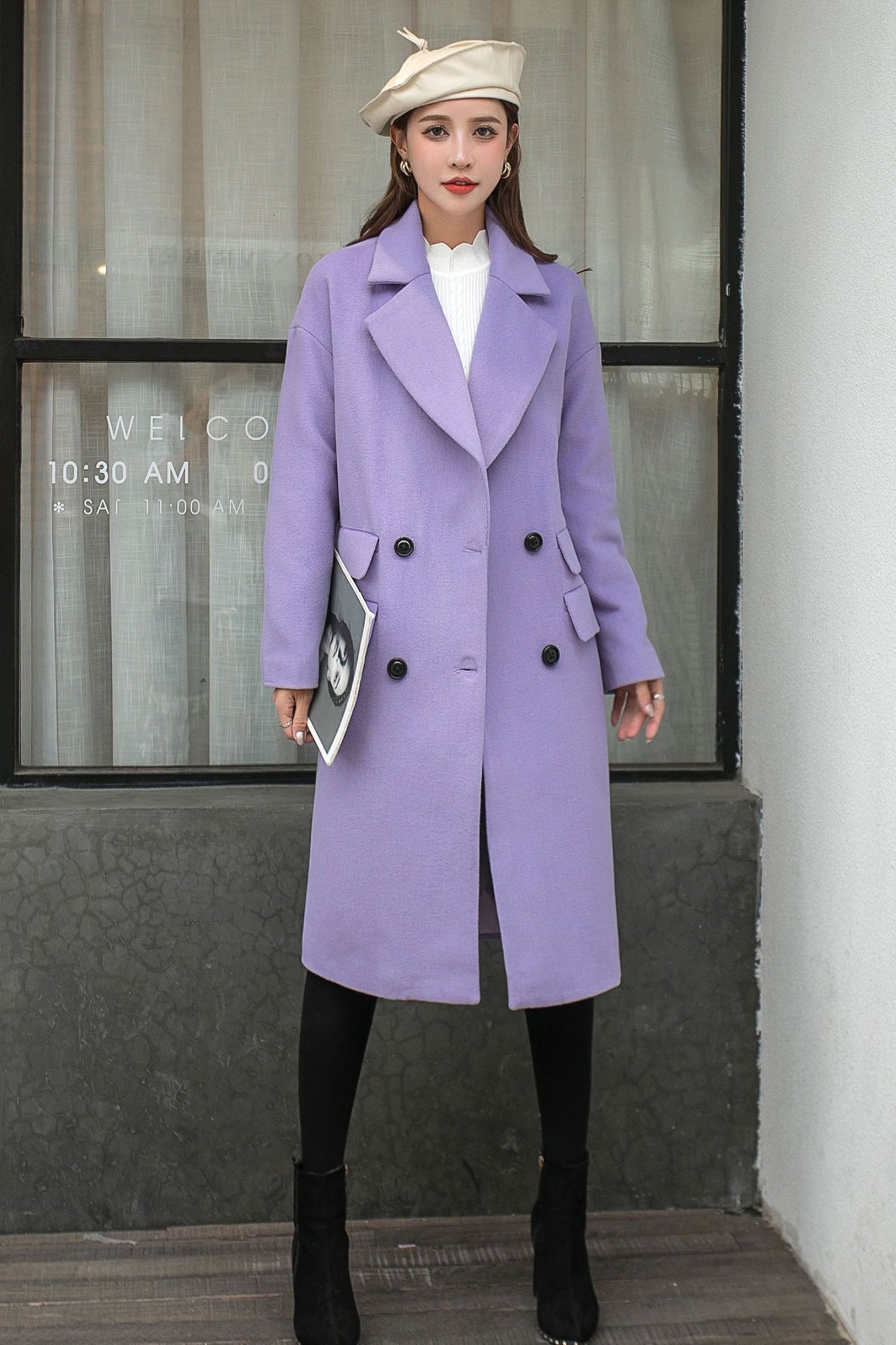 Relaxed Fit Wool Trench Coat C2572