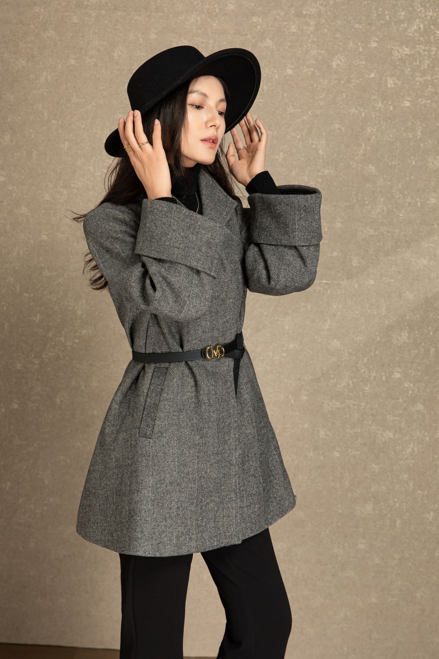 Casual winter short wool coat women C4487