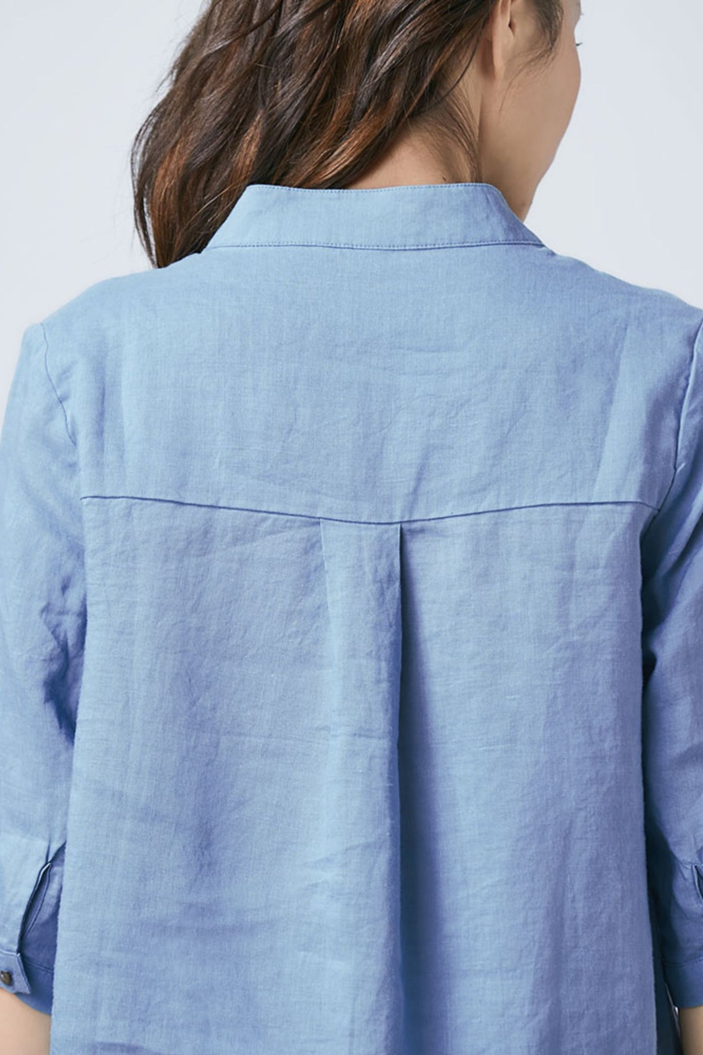 Blue linen top for women C4853