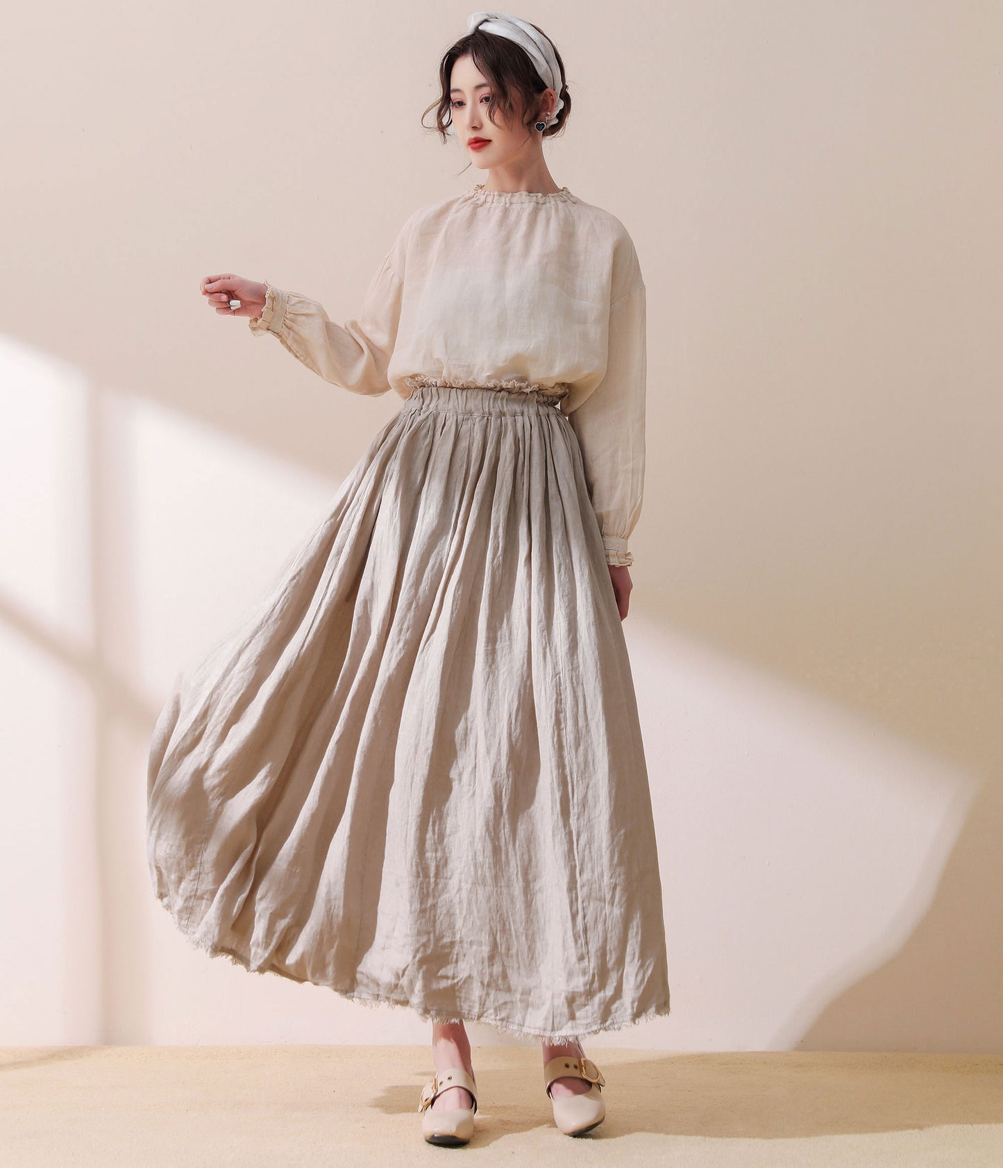 Maxi Skirt, Linen skirt, skirt with pockets C1782