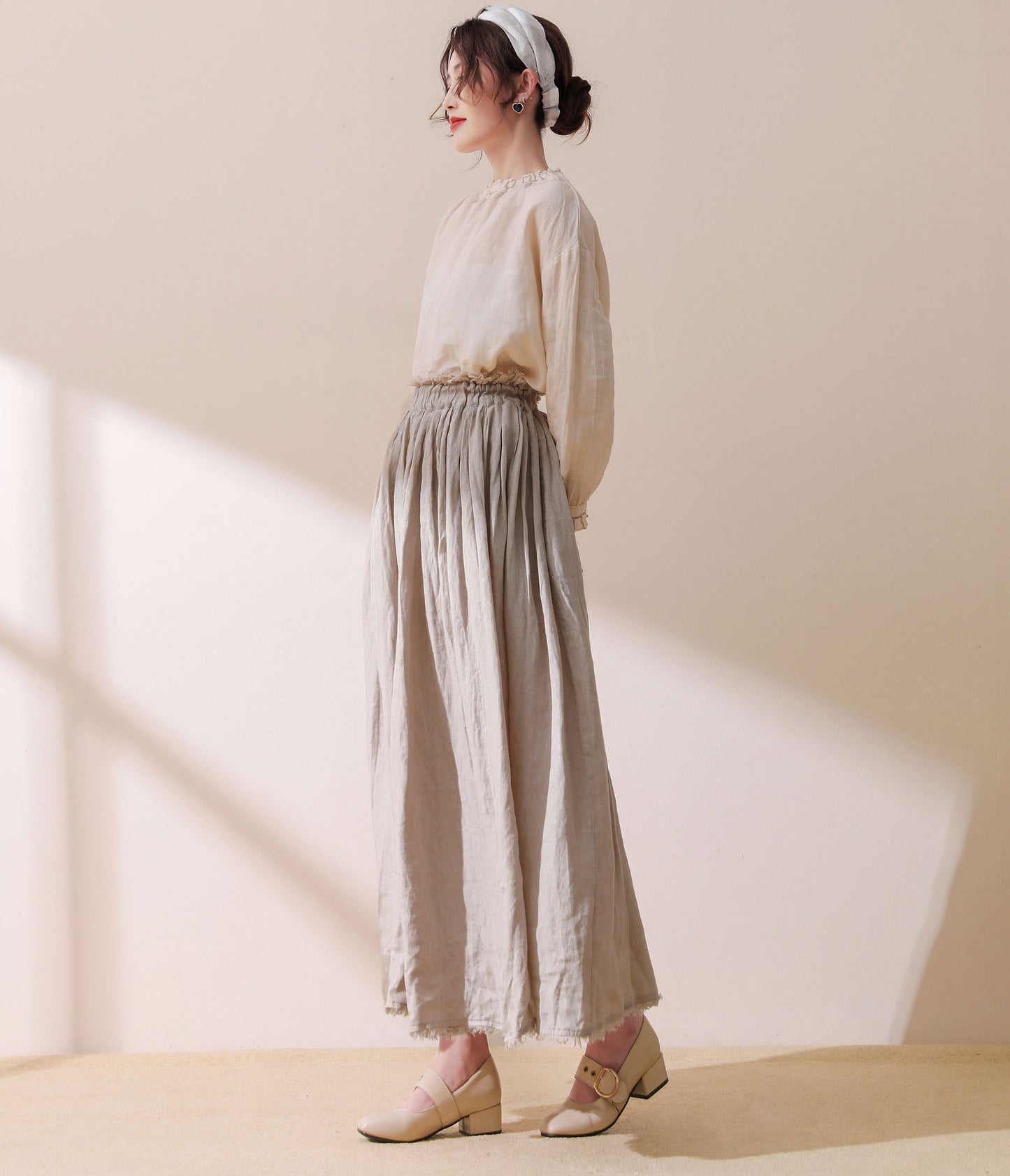 Maxi Skirt, Linen skirt, skirt with pockets C1782