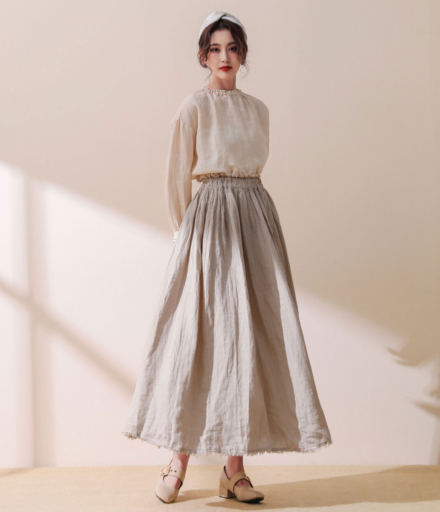 Maxi Skirt, Linen skirt, skirt with pockets C1782