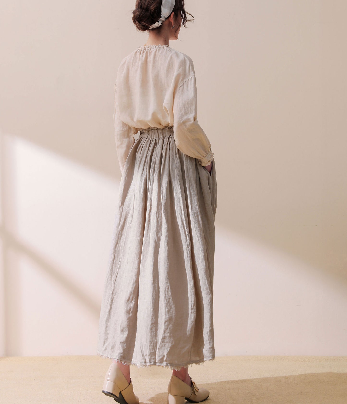 Maxi Skirt, Linen skirt, skirt with pockets C1782