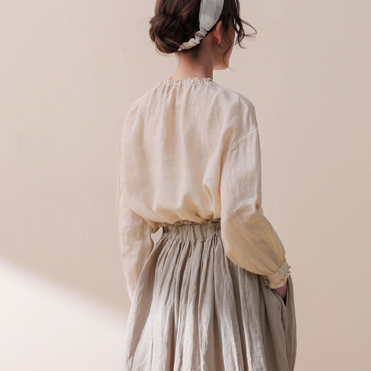 Beige Linen tops, Linen blouses, Women's Linen tops C1867