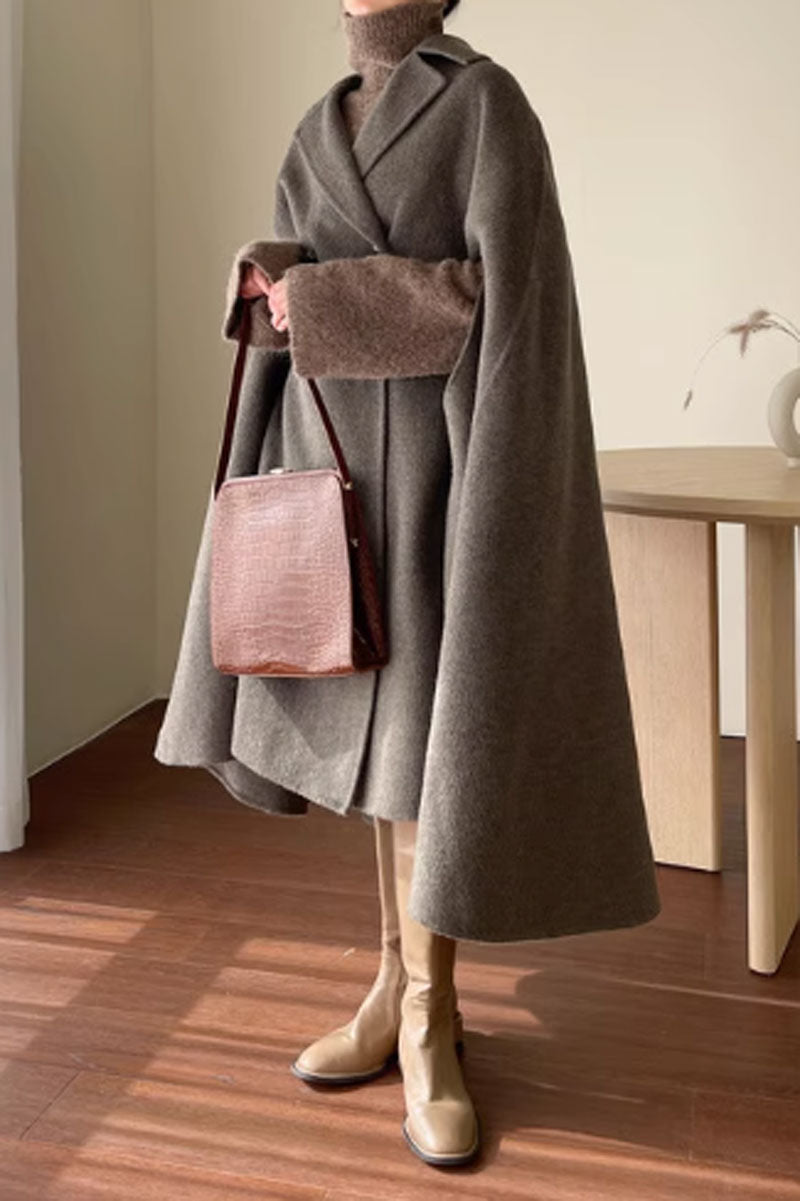 long cape coat women, winter warm outwear C3671