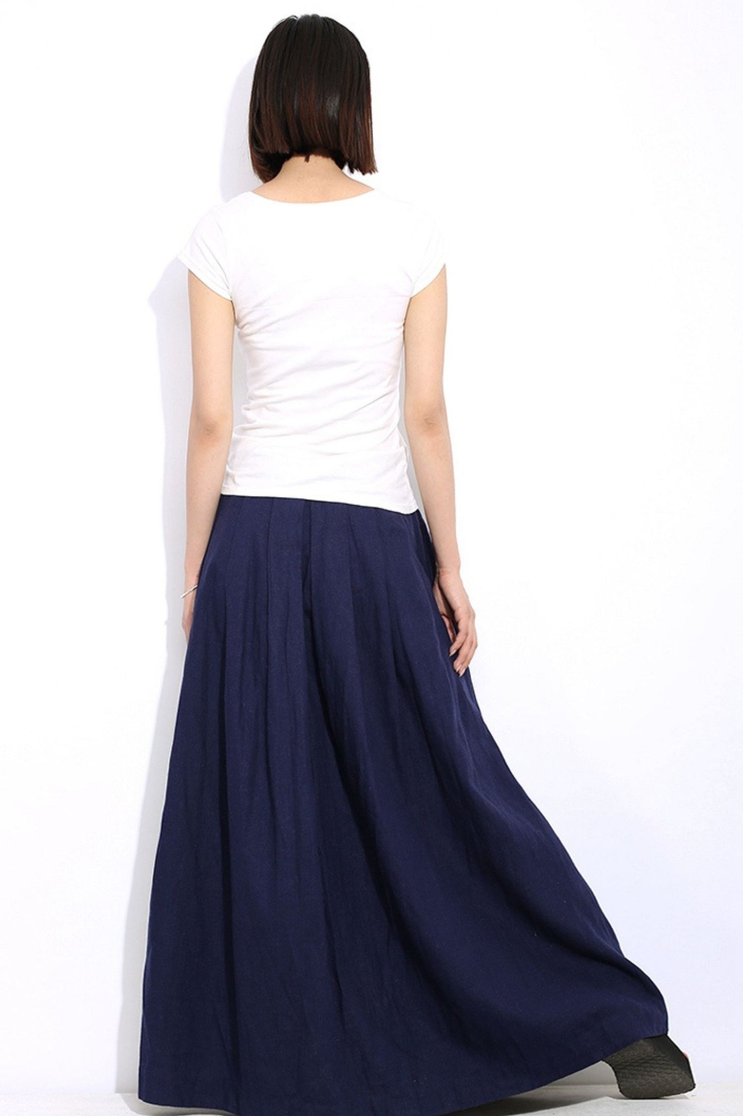 Blue Maxi linen wrap skirt C333