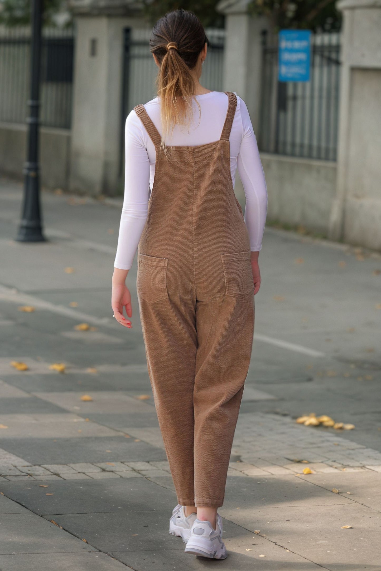 Women's Retro Brown corduroy overalls C5160