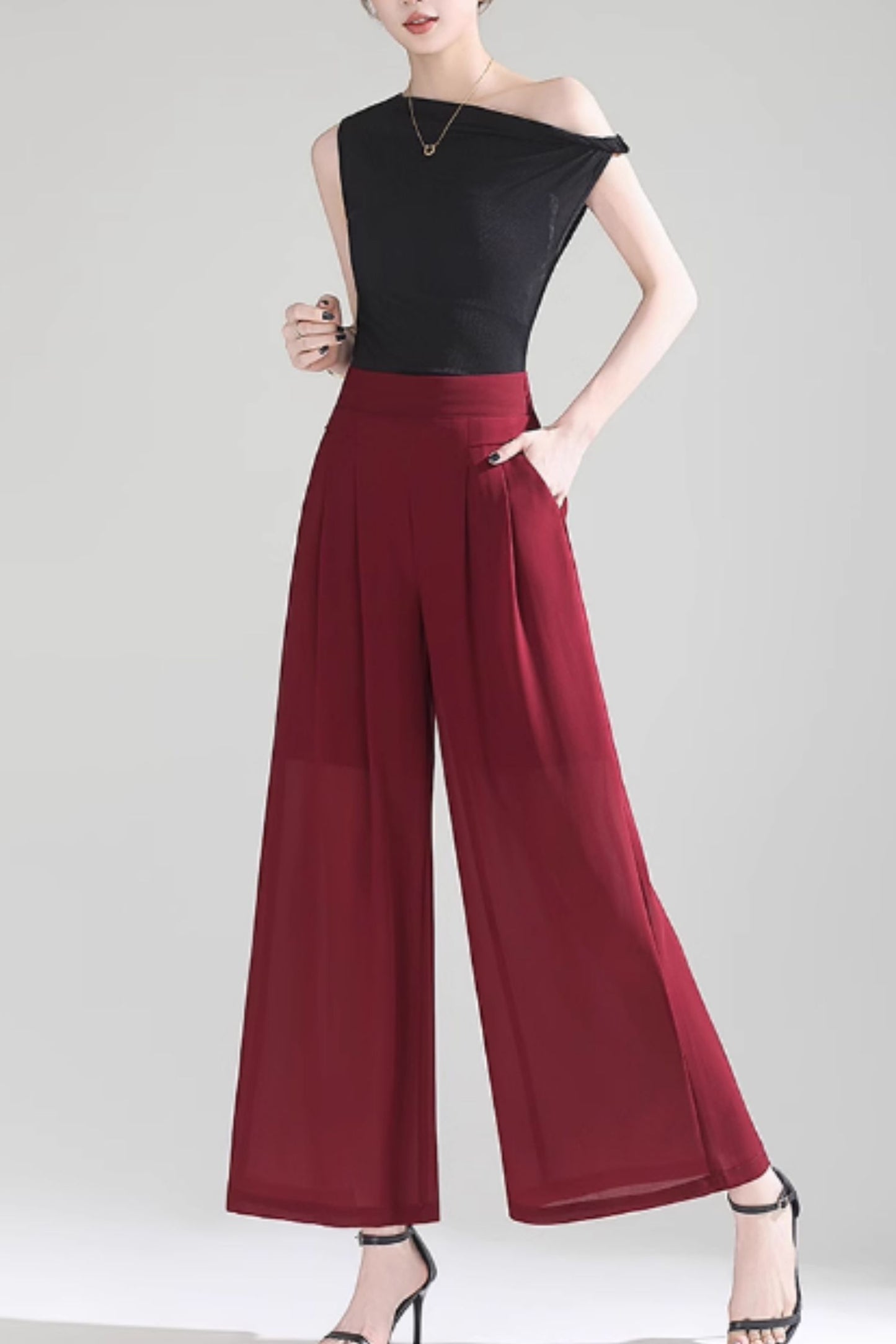 Loose fitting wide leg summer pants women C5025