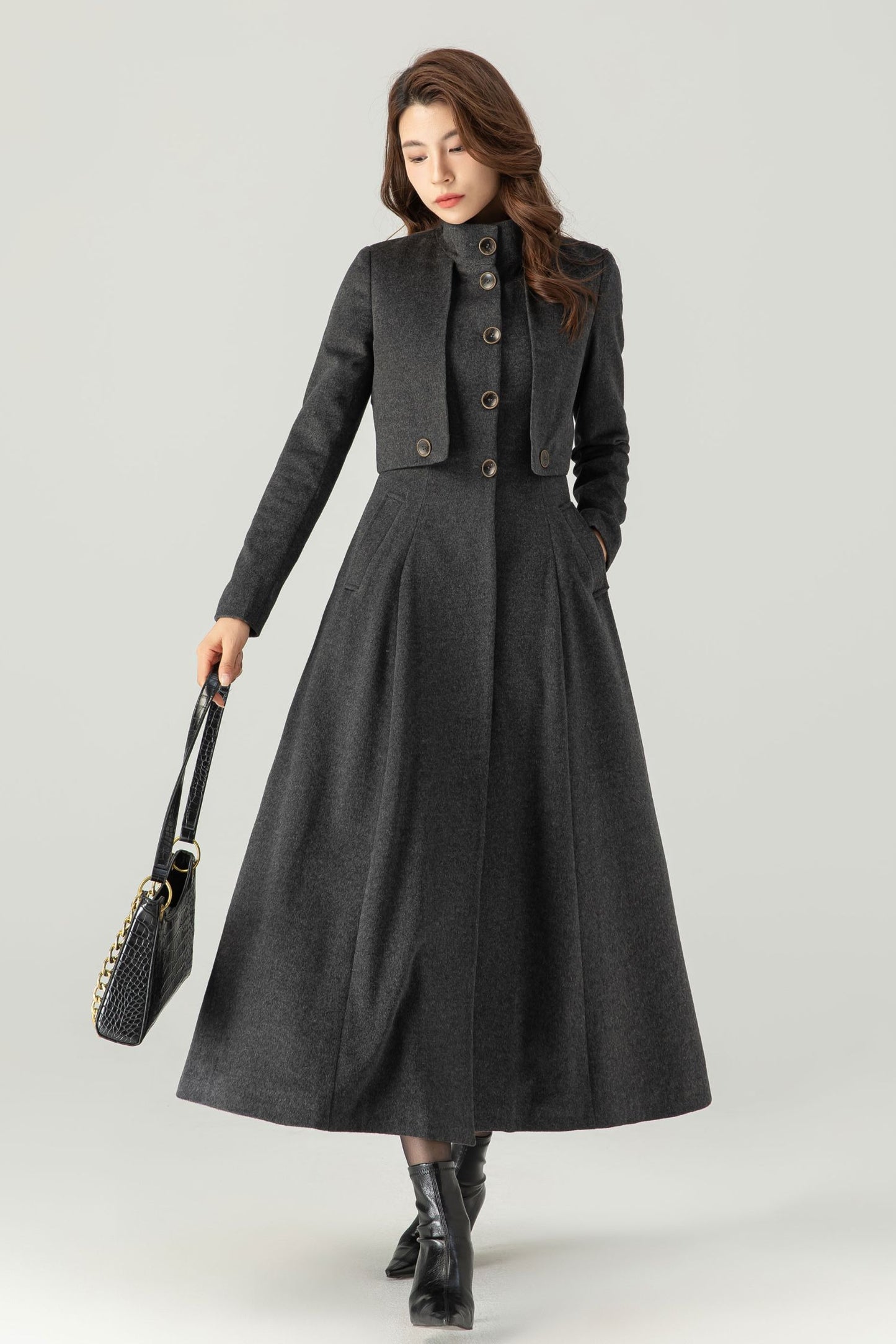 Winter Grey Wool Coat C3705