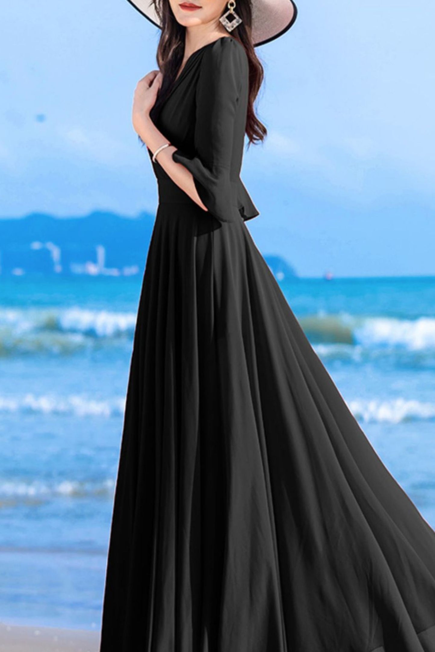 summer new long chiffon dress C4034