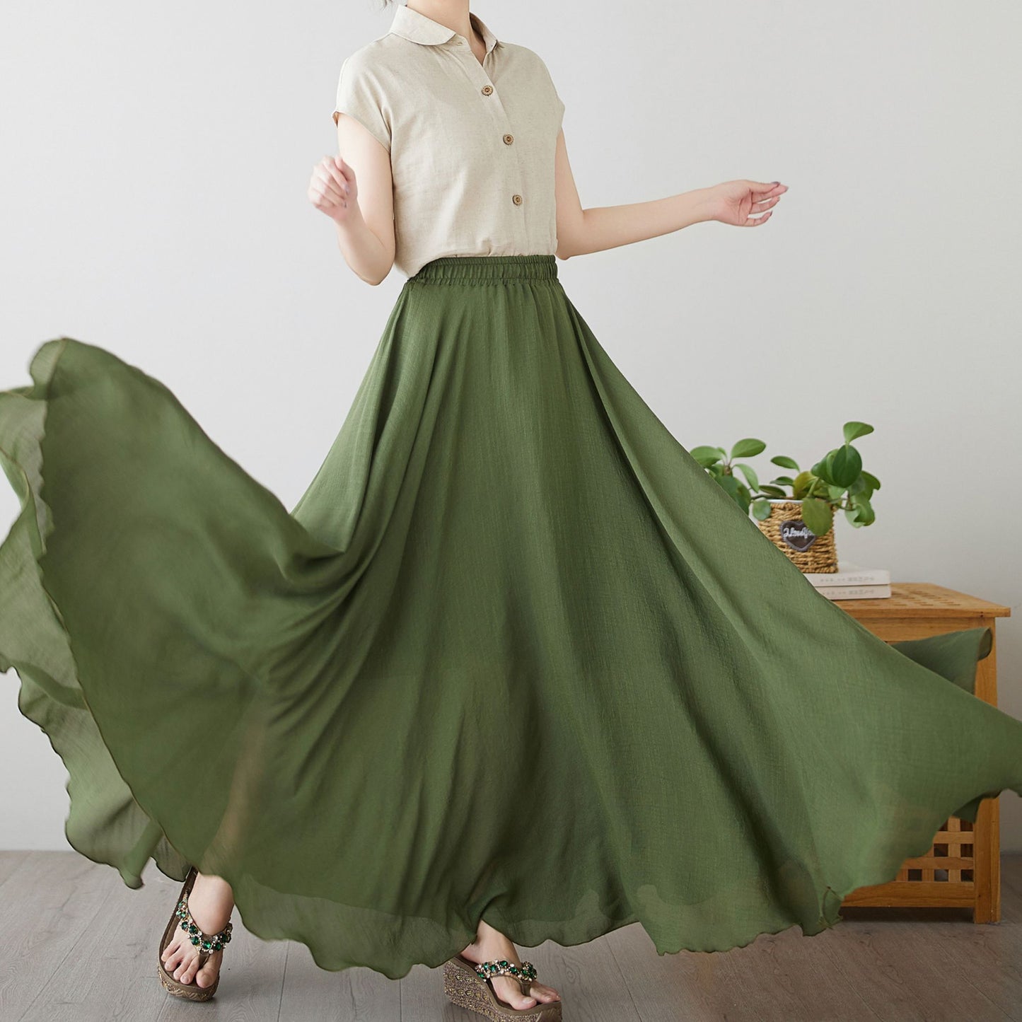 Women's natural Linen Short Sleeve Top c4898