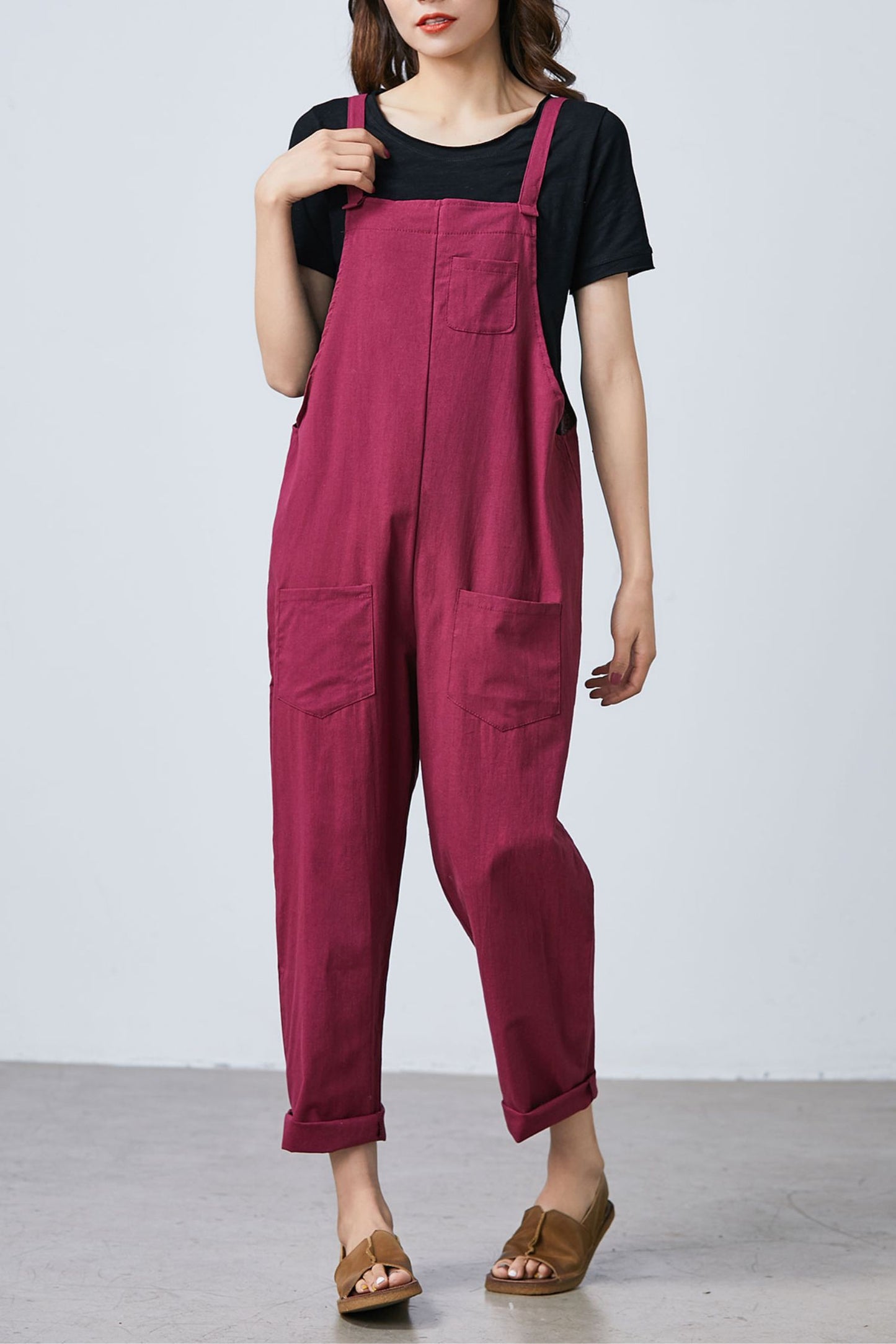 Women Casual Linen Jumpsuits Overalls Pants C1692