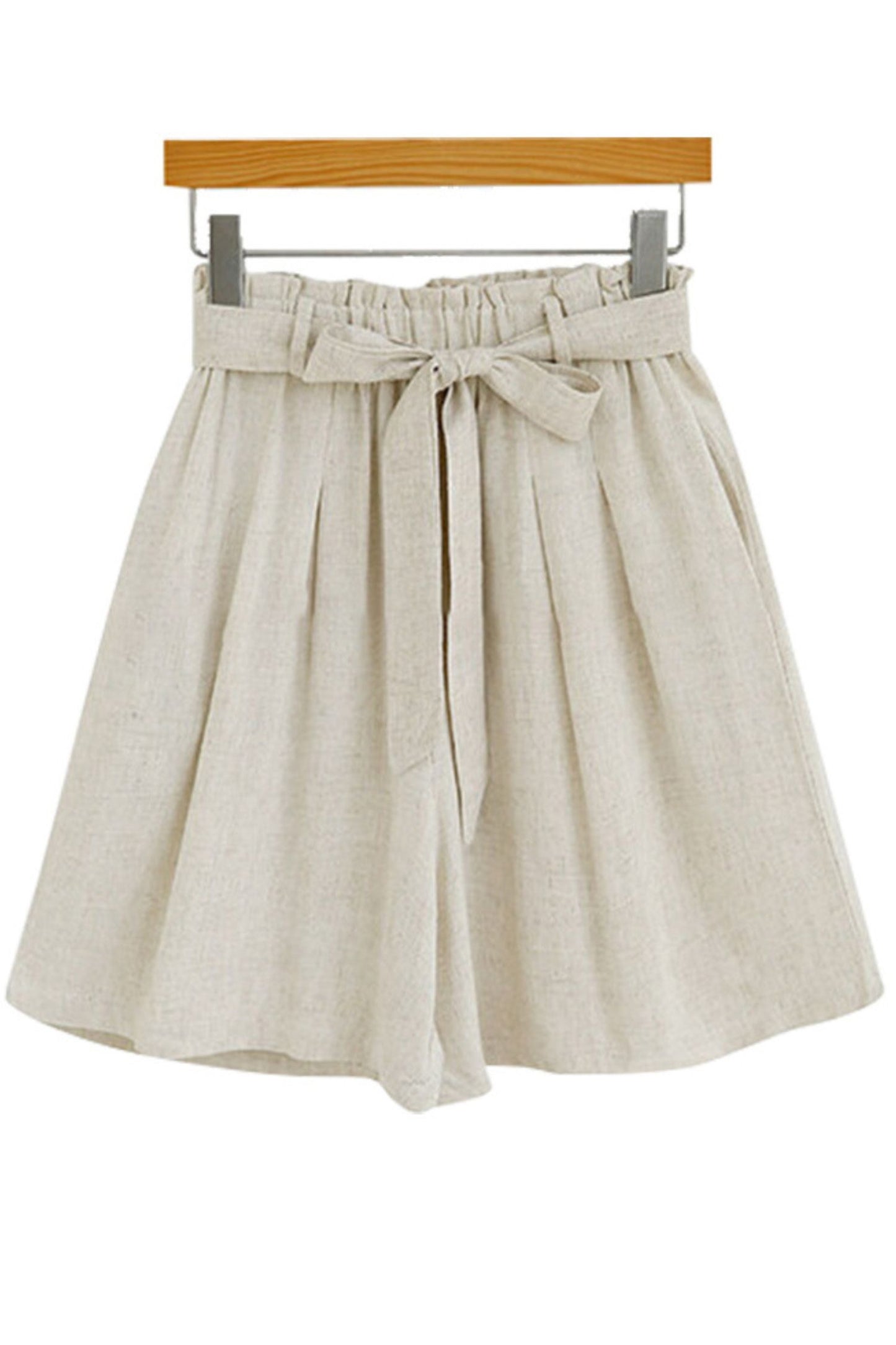 Womens Linen High Elastic Waist Summer Casual Shorts with Pocket C3161