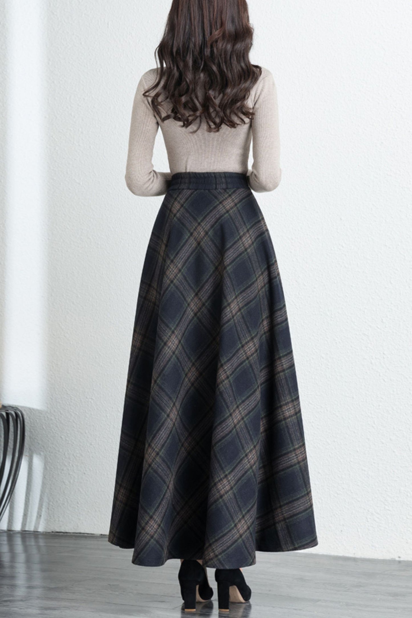 Winter Plaid Wool Skirt C4276