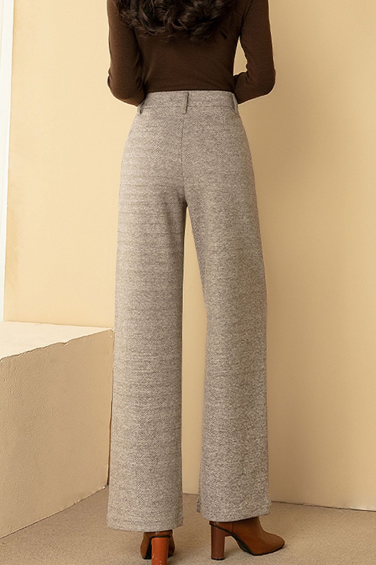 Wide leg winter long wool pants c5074