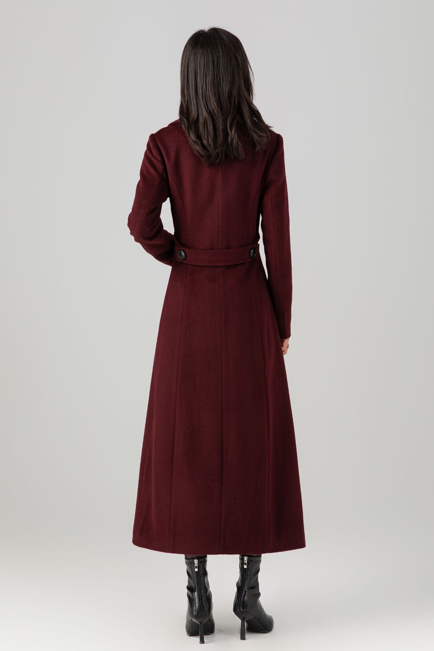 Double-breasted long wool maxi coat Women C5272