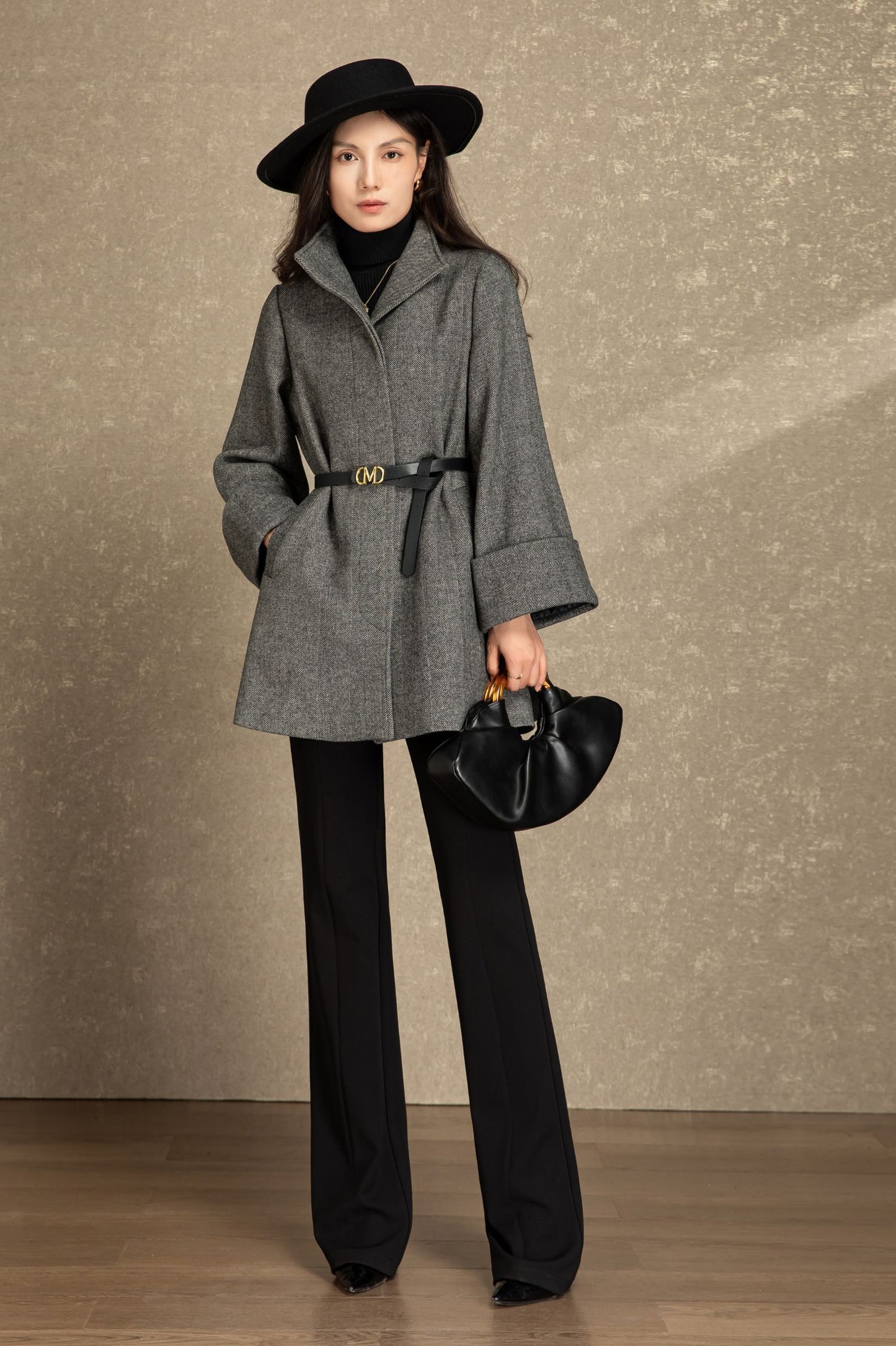 Casual winter short wool coat women C4487