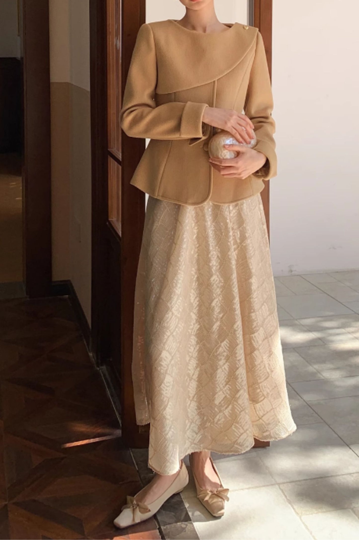 Asymmetrical short wool coat women C5174