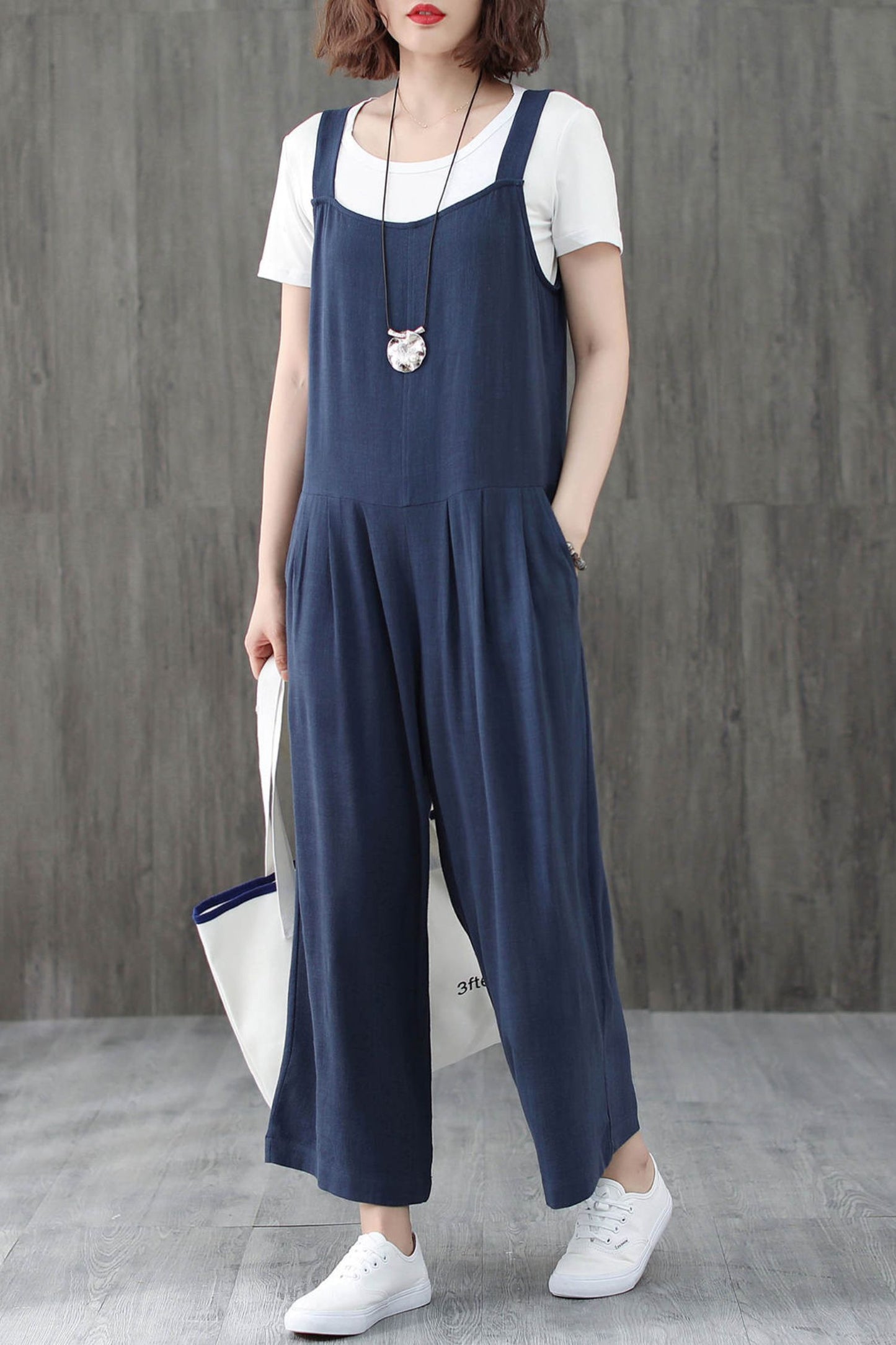 Blue Casual Linen Jumpsuits C1946
