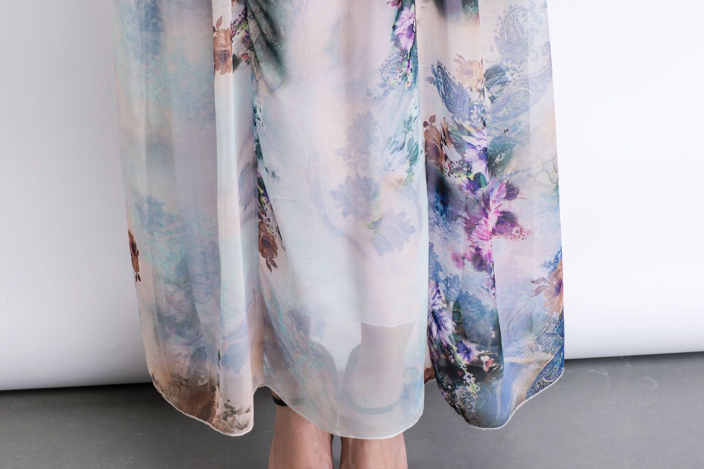 Floral summer prom chiffon dress C470