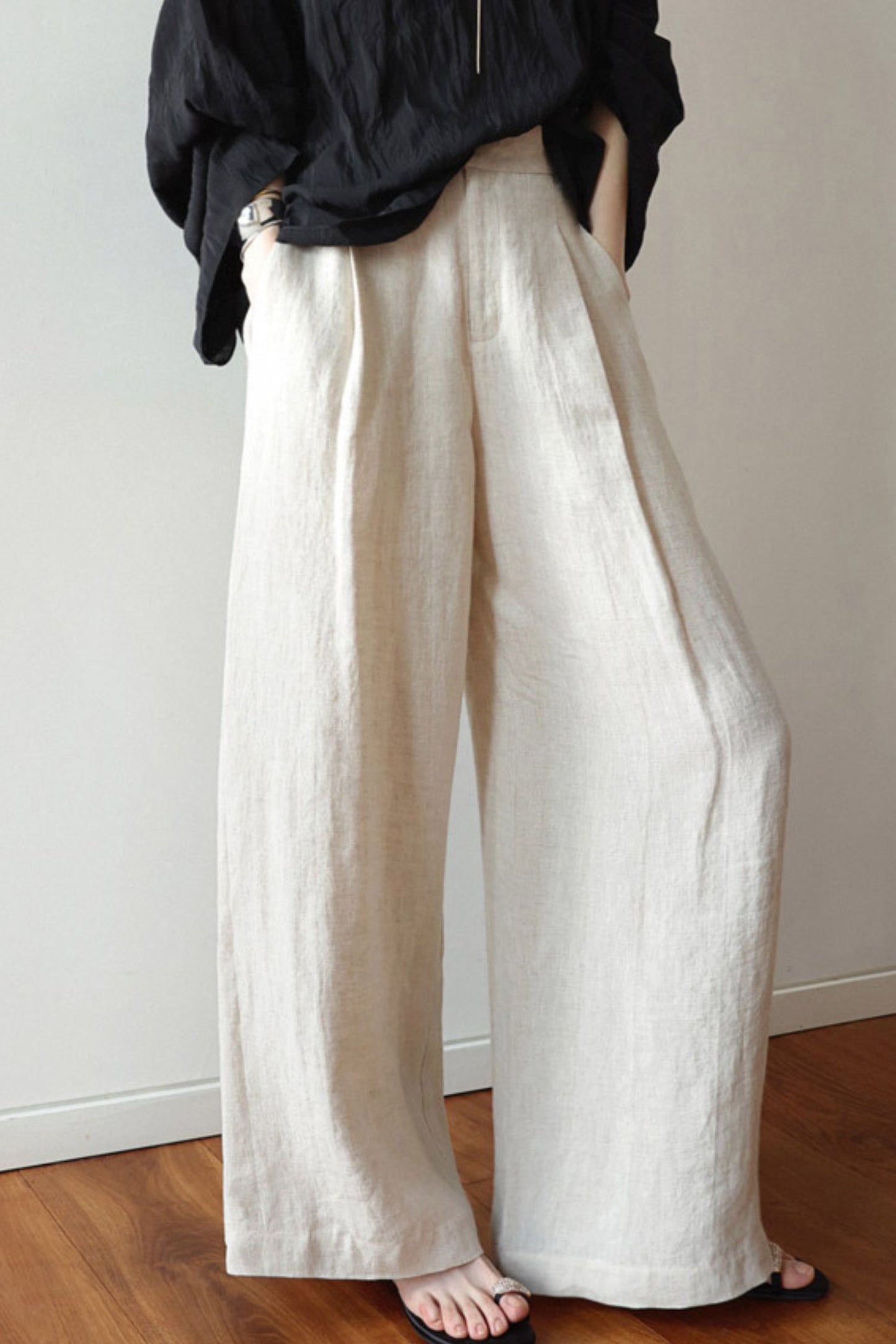 Wide Leg Linen Pants, Women's Linen Pants C3170