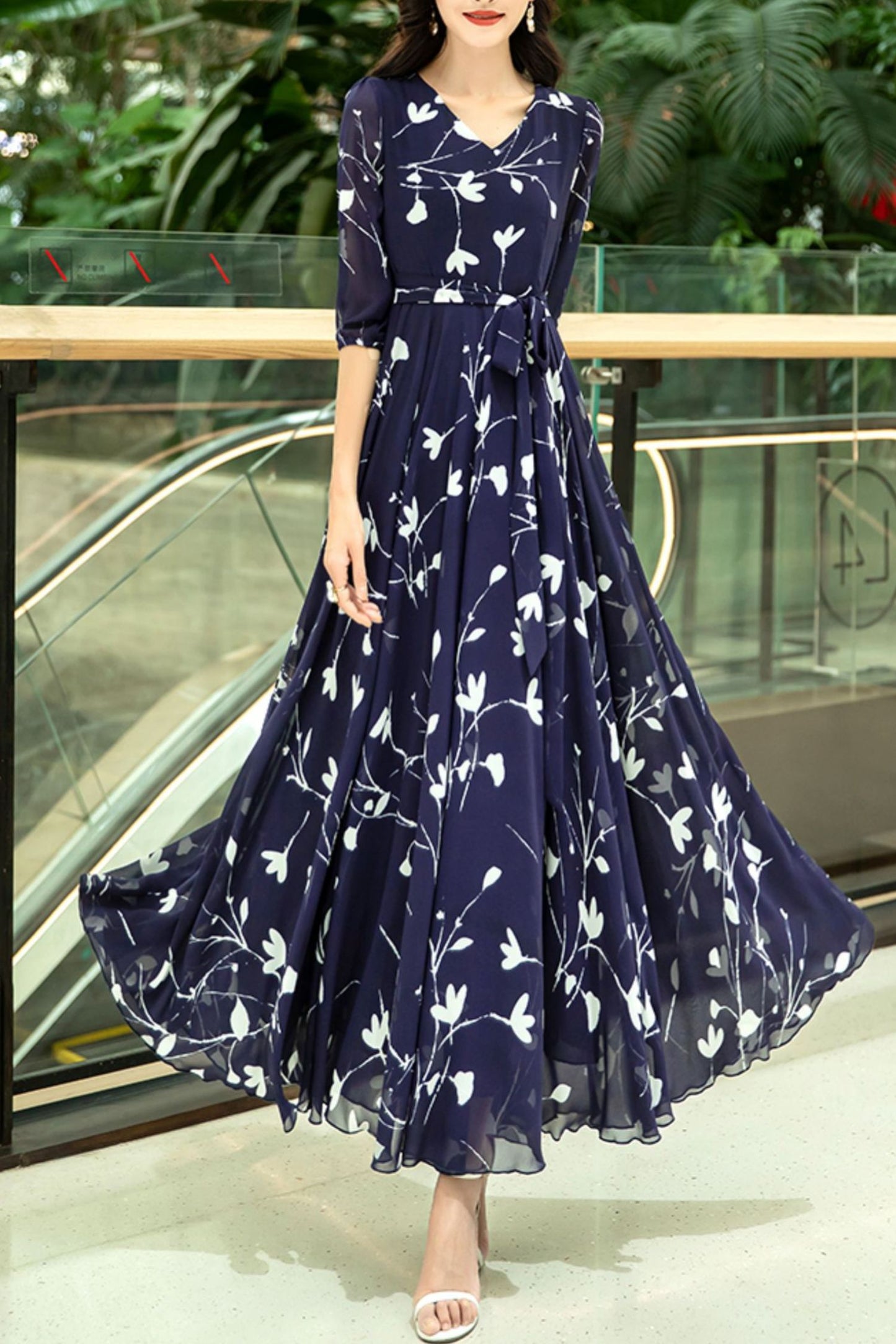 women chiffon floral dress C3976