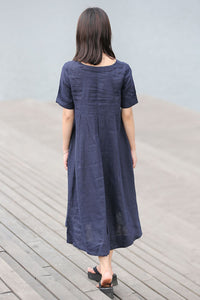 Loose fit summer linen dress C270