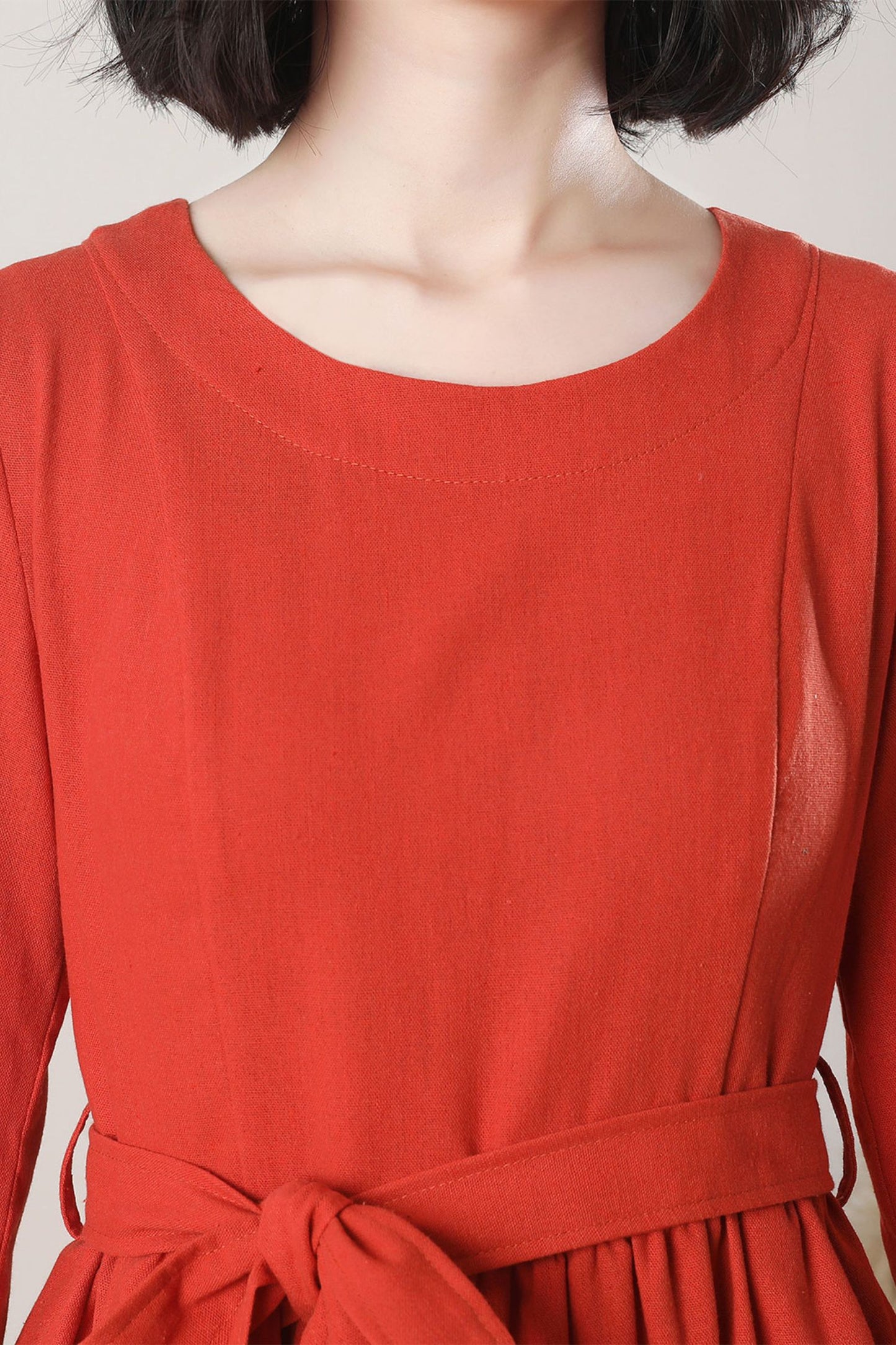 Women's Orange Linen Long Dress C3264