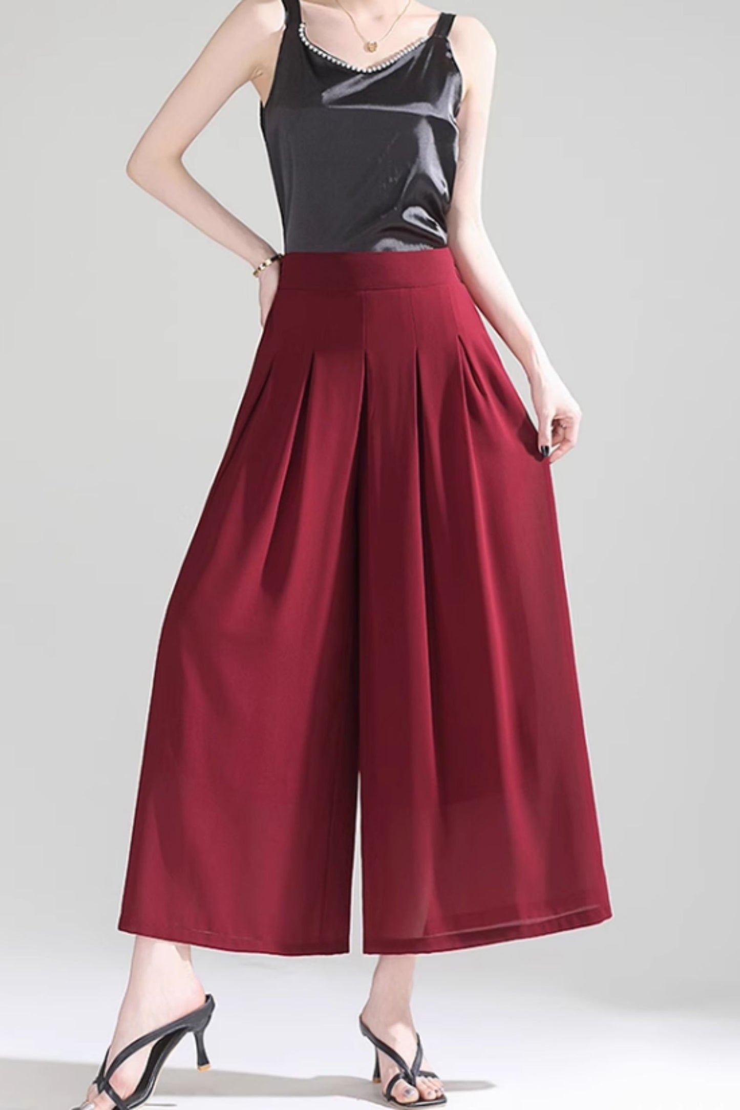 Wide leg long summer chiffon pants women C5021