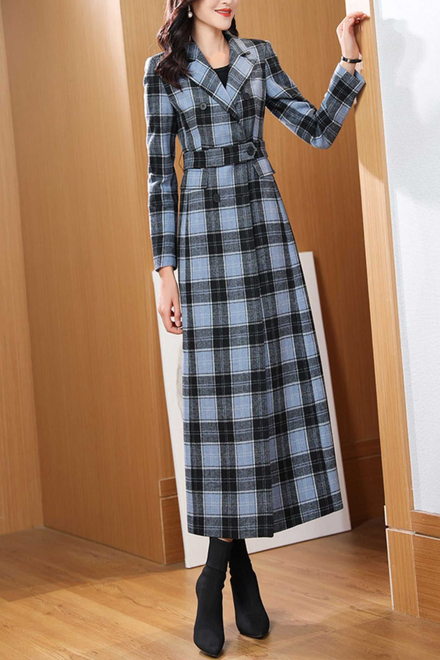 Women's Autumn and winter plaid coat C4256