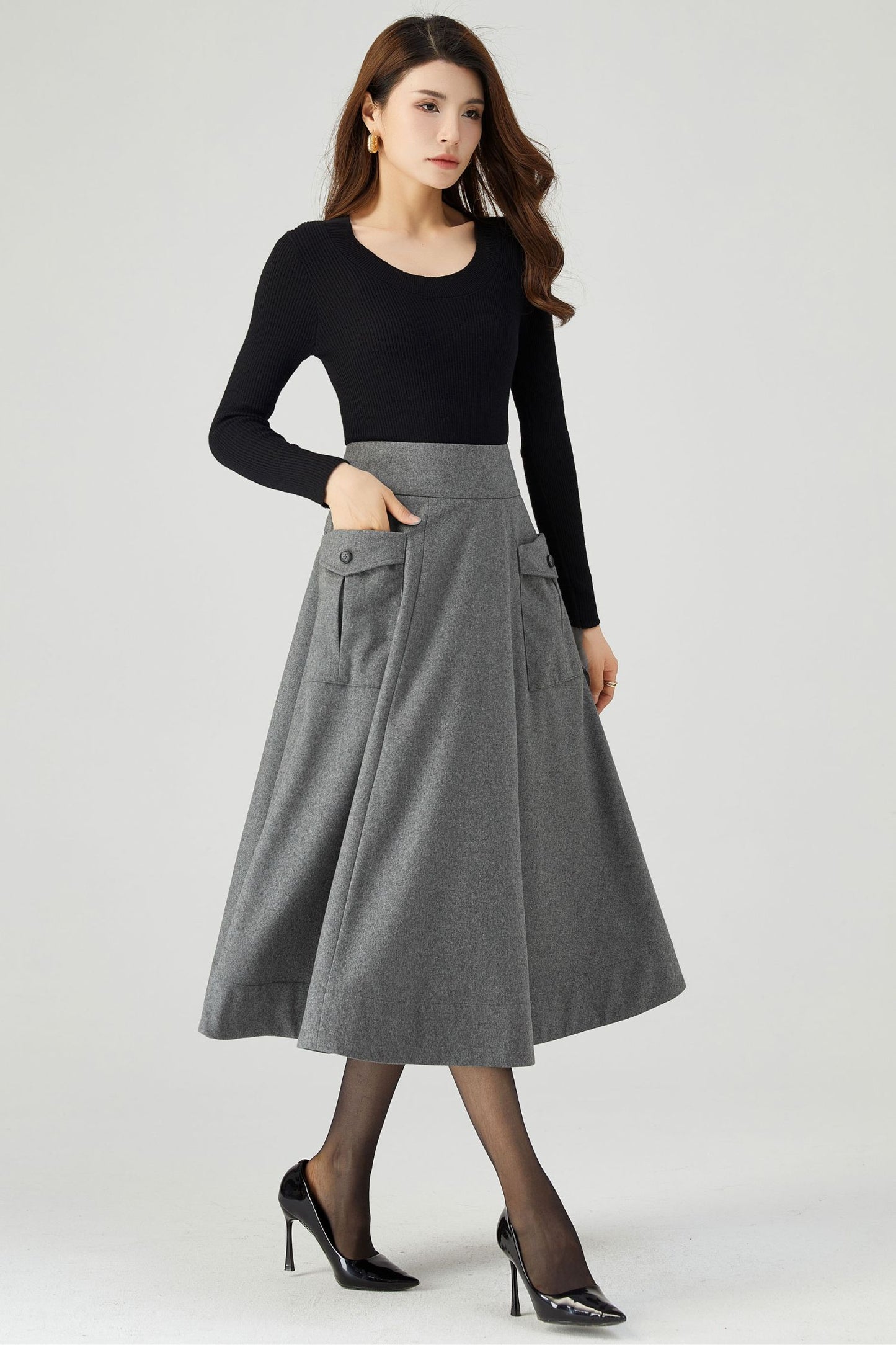Winter Wool Grey Skirt C3554