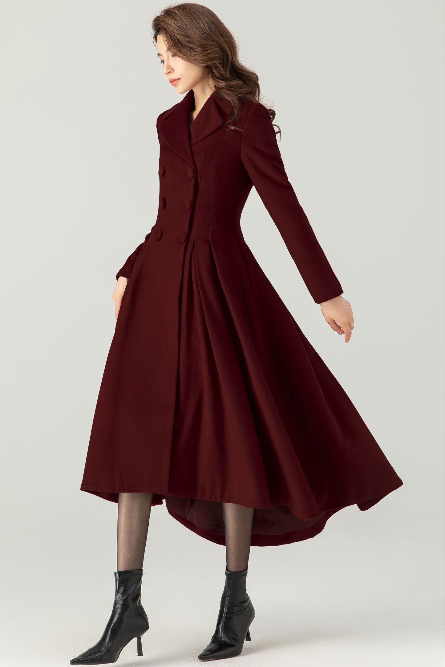 Womens Princess Burgundy Wool Coat C4521