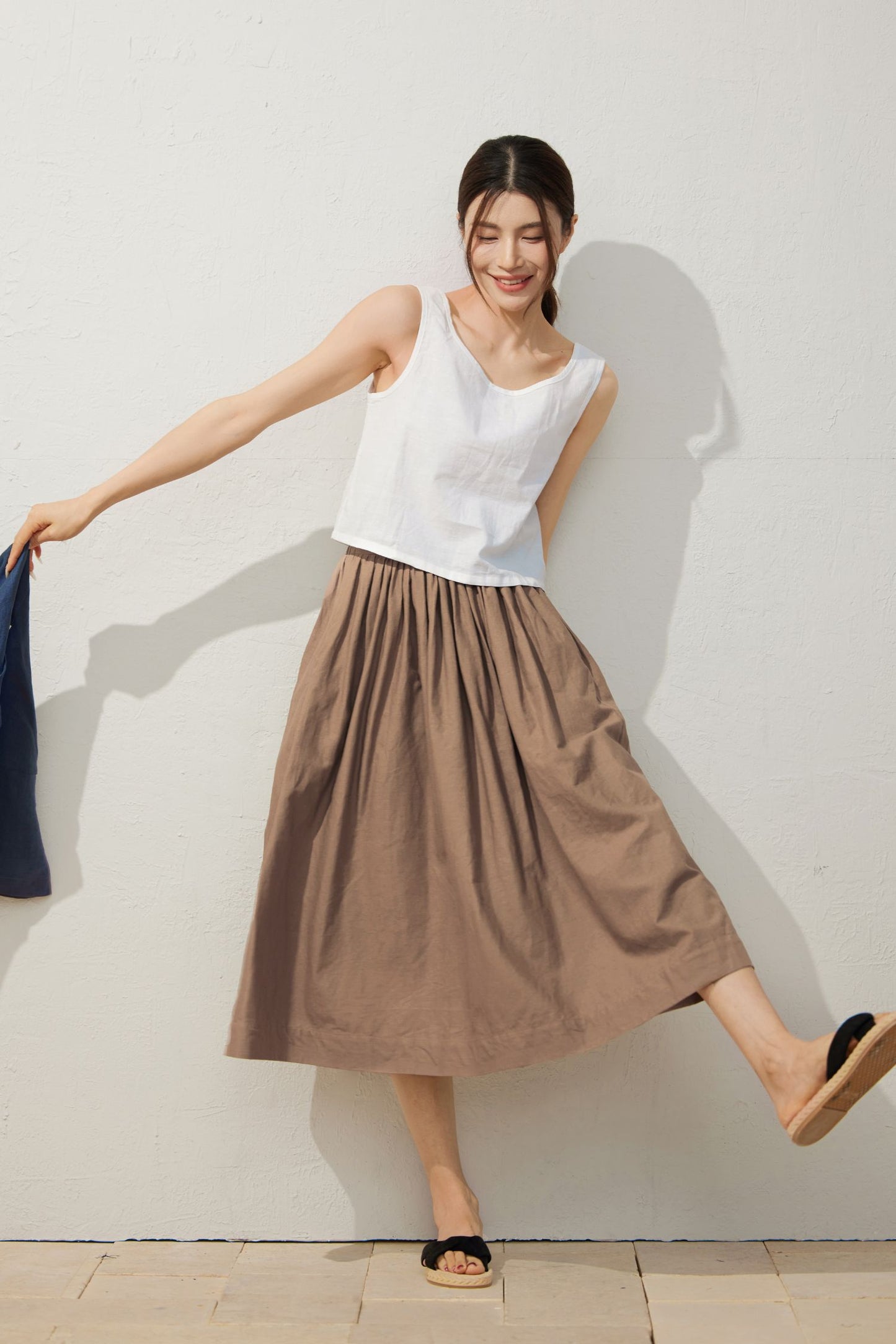 Loose fit summer Linen skirt C3943