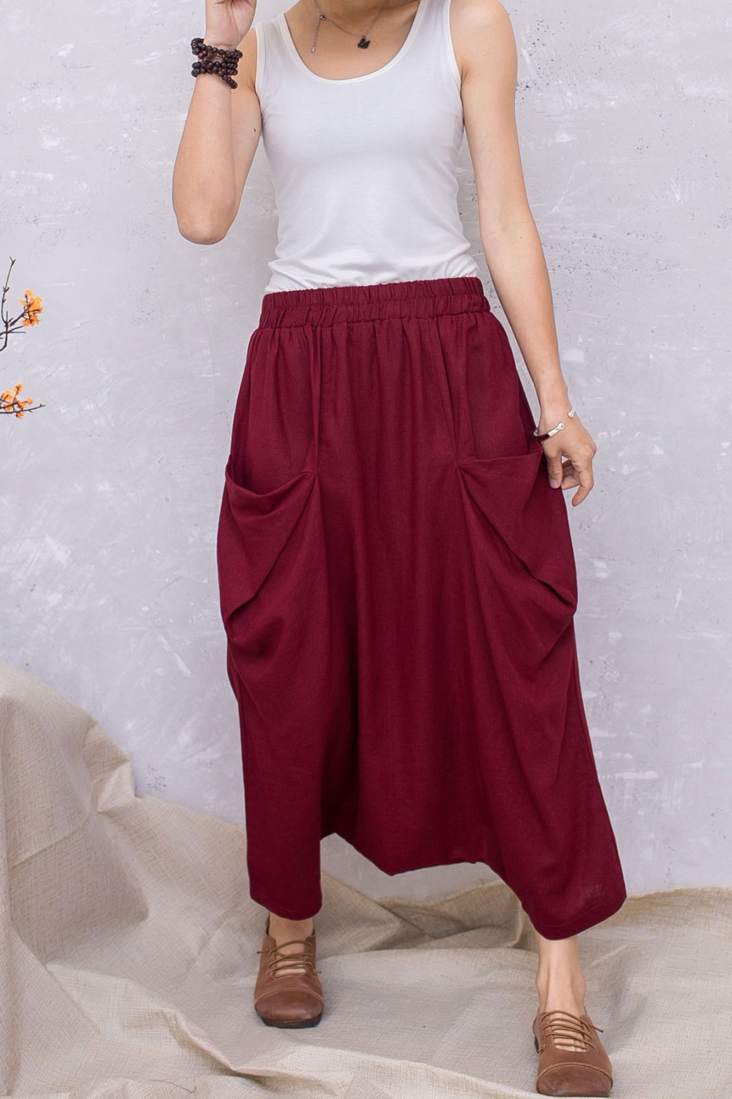 Women Summer Harem Linen Plus Size Casual Pants C2800 - CK2201353