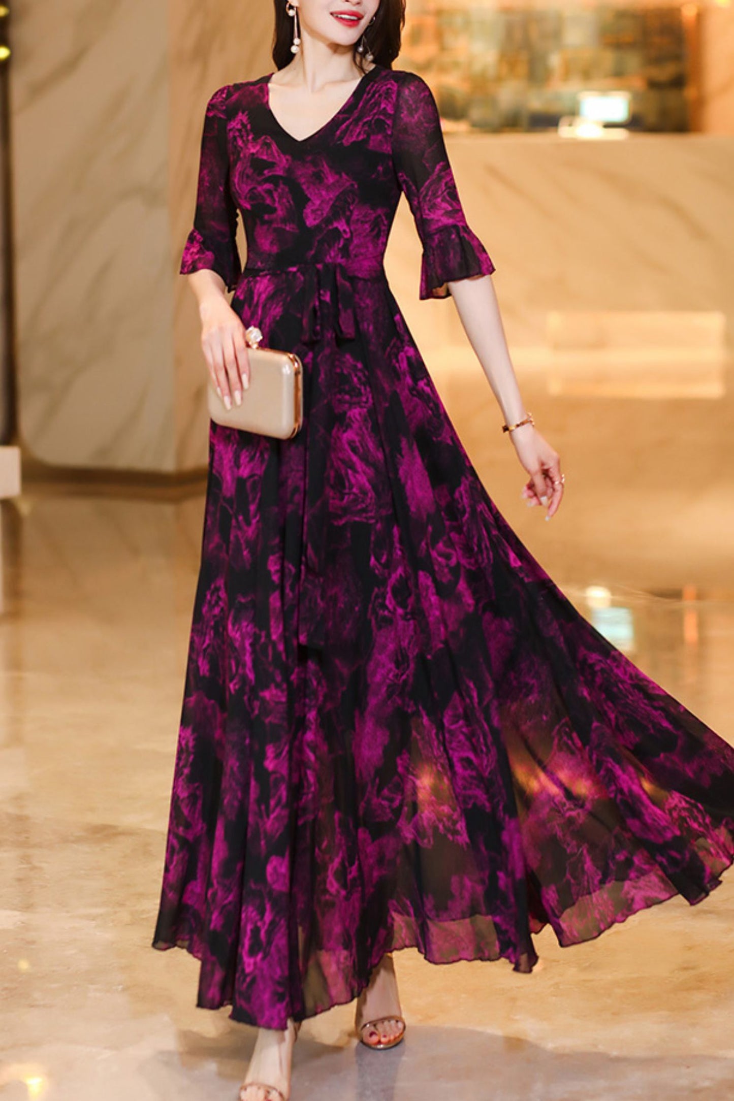 printed dress long women summer C4054