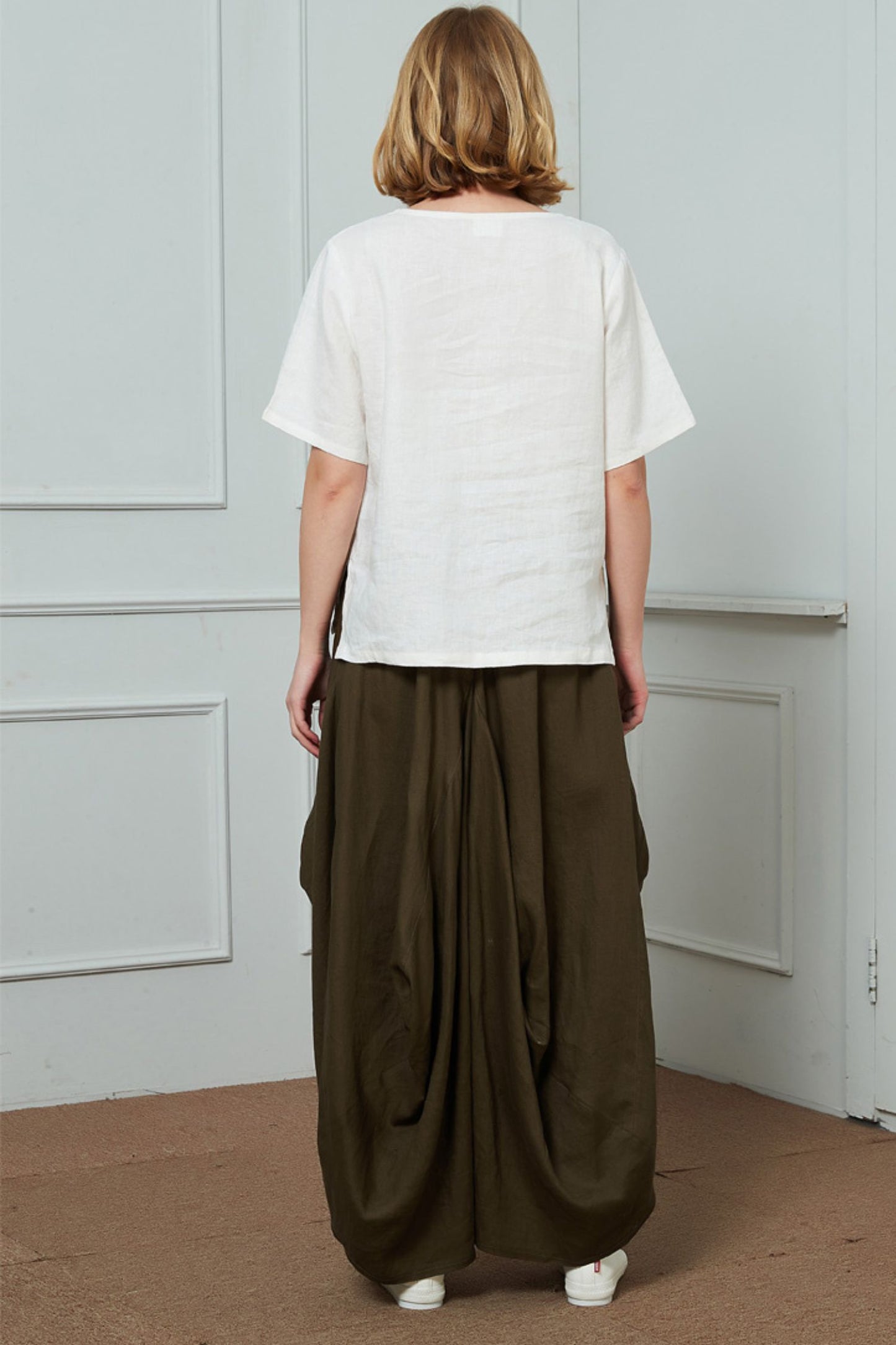 Linen Irregular Fold Loose Plus Size Skirt C1463