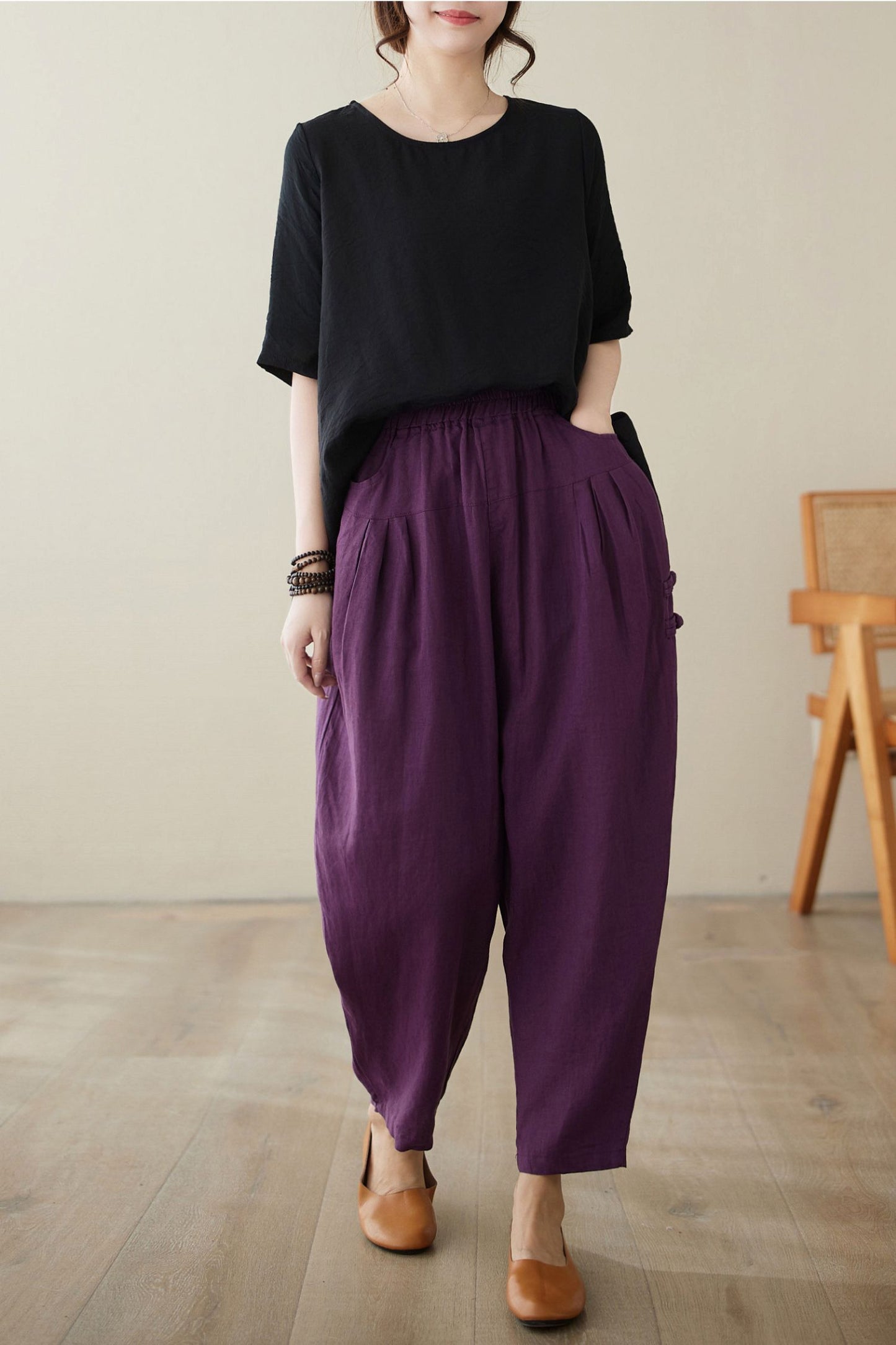 Loose fit pants with pockets C3967