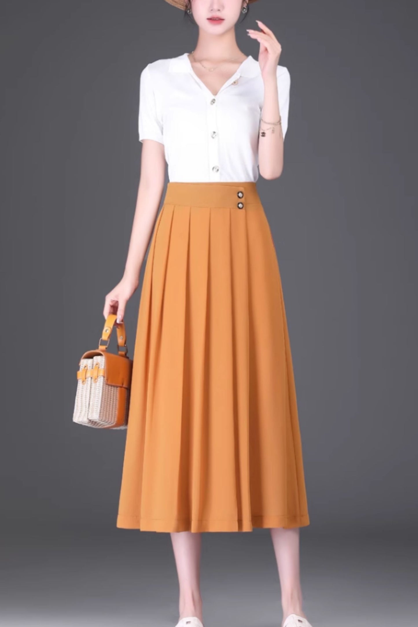 Summer irregular wide leg midi pants women C5020