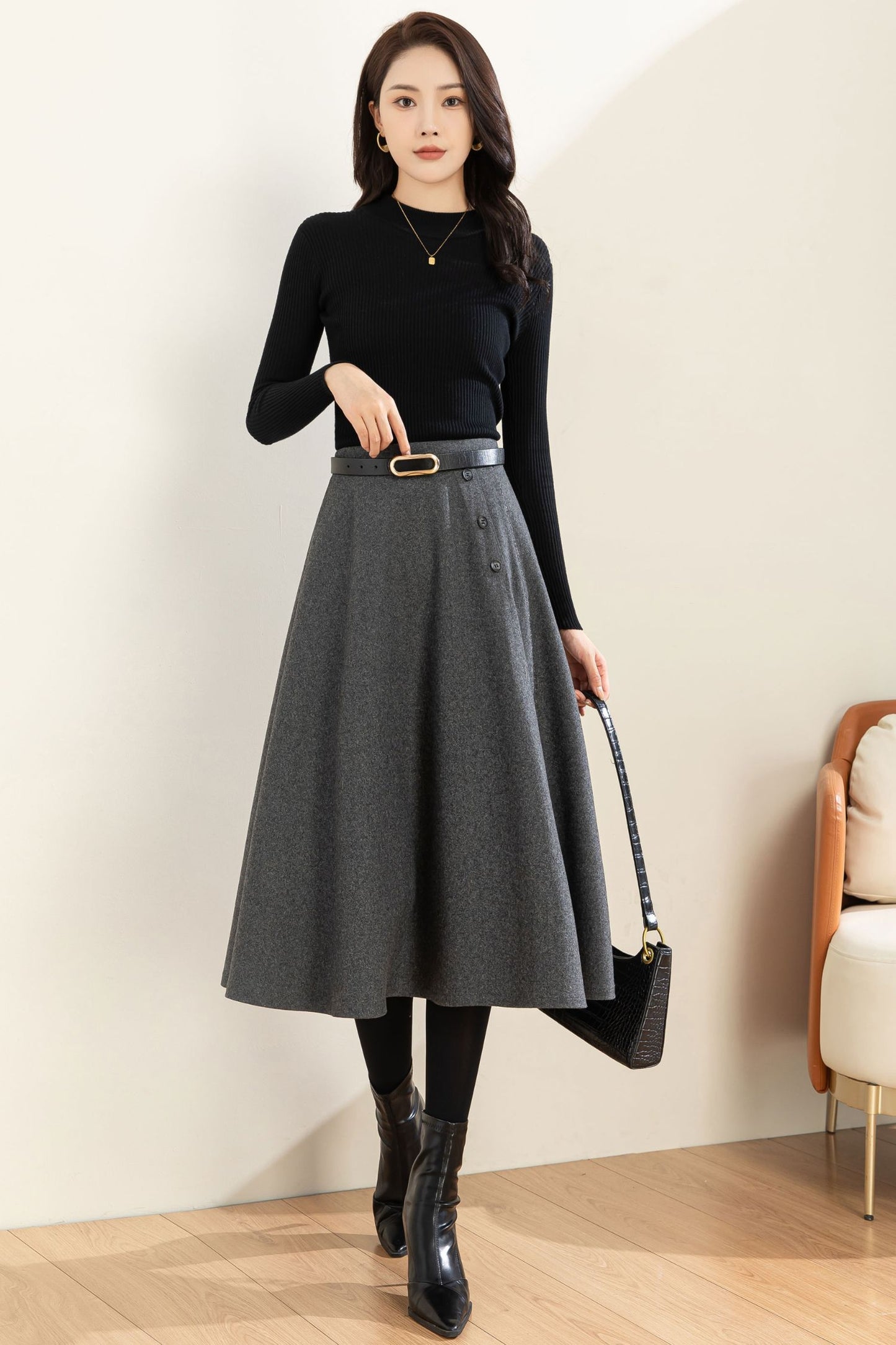 Autumn Winter A line Wool Skirt C3601 -Size XS US2 #CK2301186