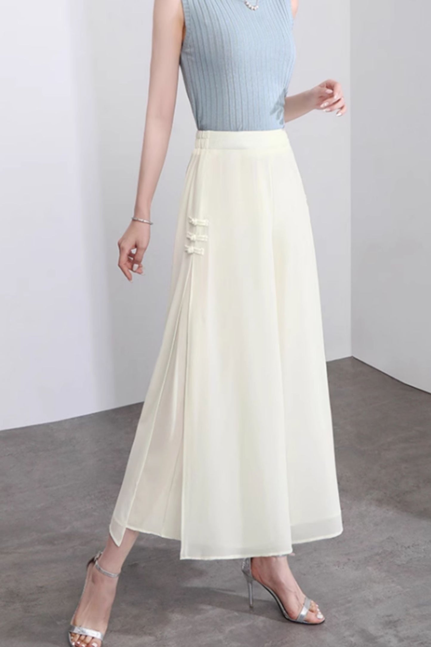Wide leg summer long chiffon pants women C5019
