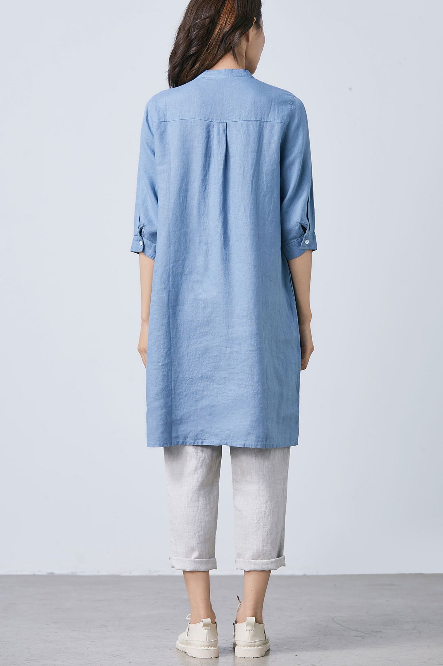 Blue Simple Linen dress C1670- Size M #yy01643