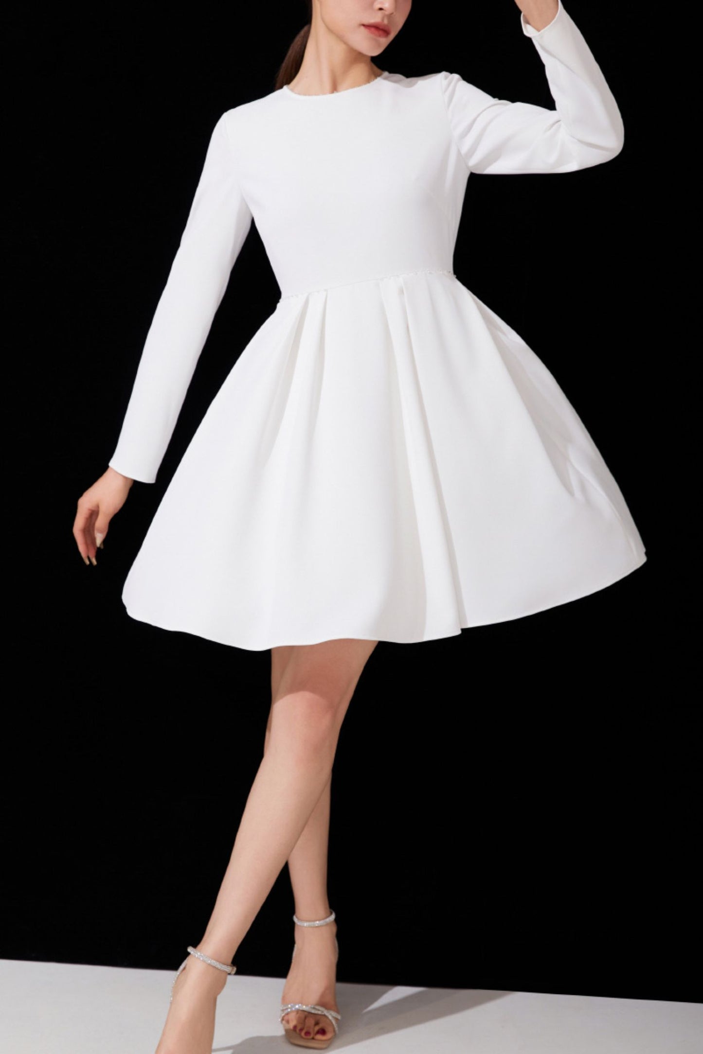 Women's Spring Long Sleeves Short Wedding Dress C3895