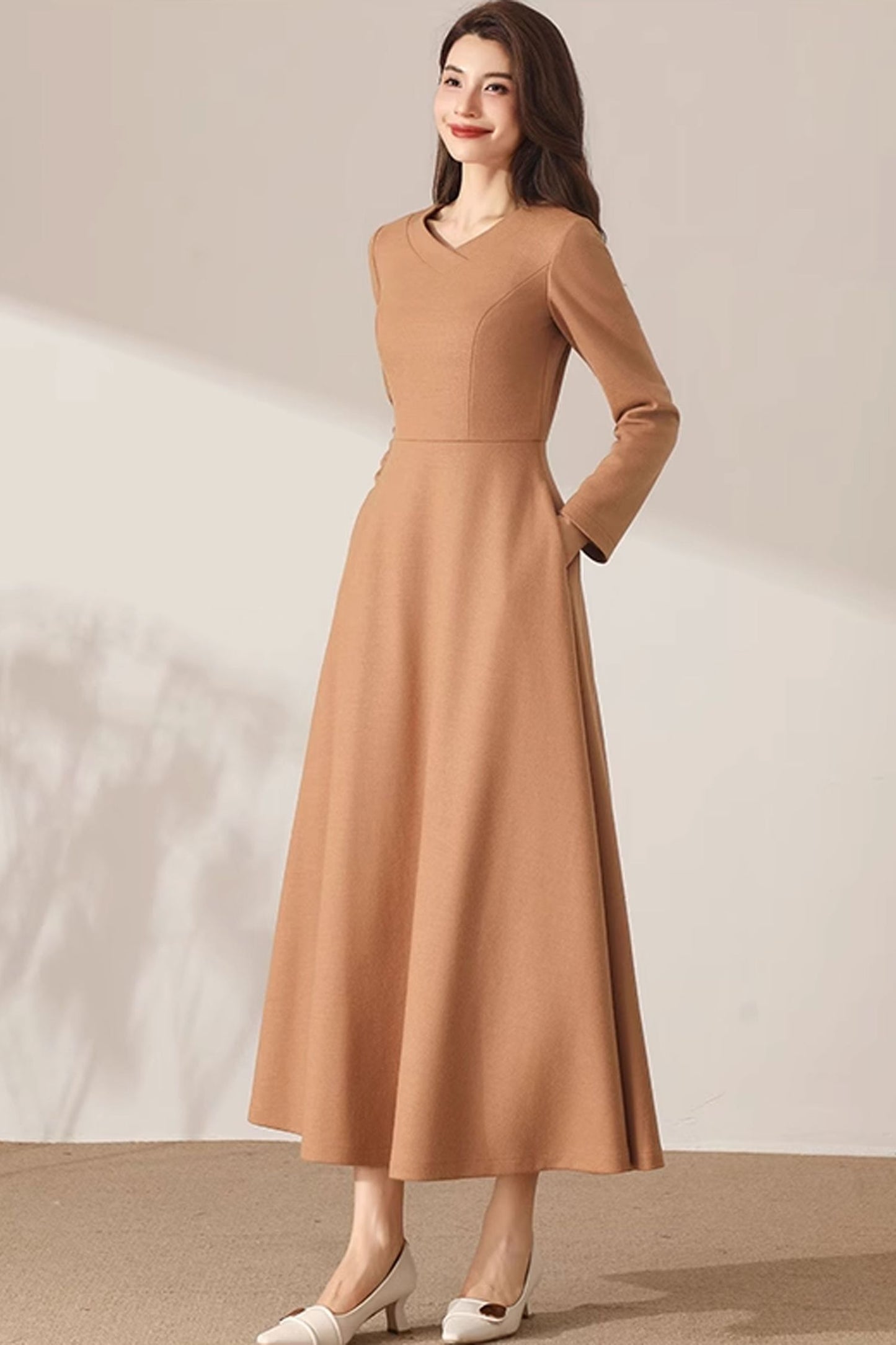 Winter Casual Dress with Pockets C3688