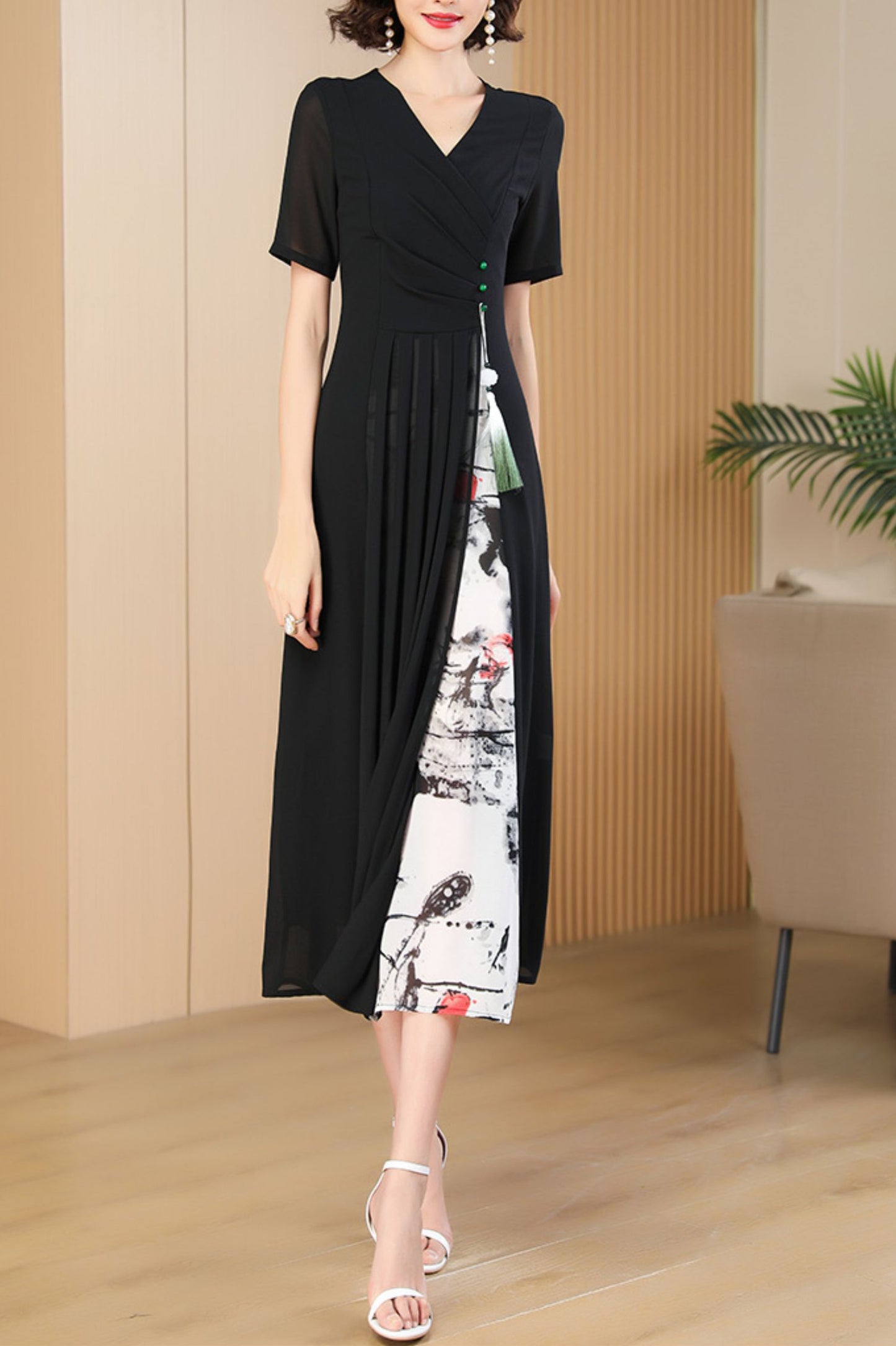 black summer new long dress C4075