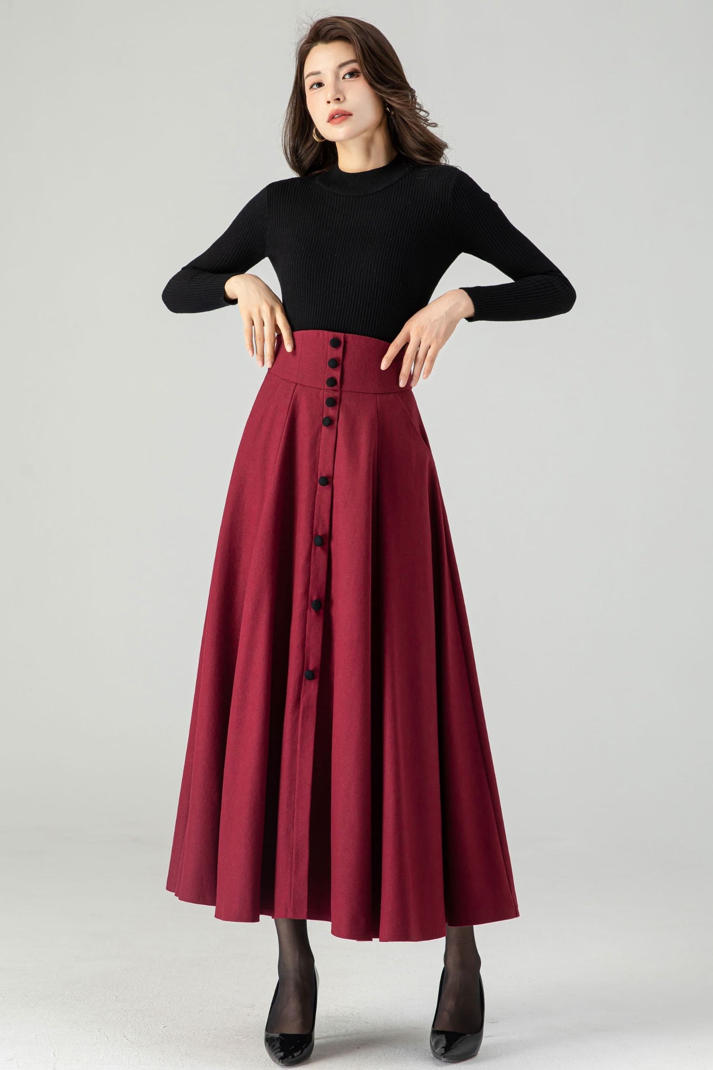 Maxi A Line Wool Skirt C3622