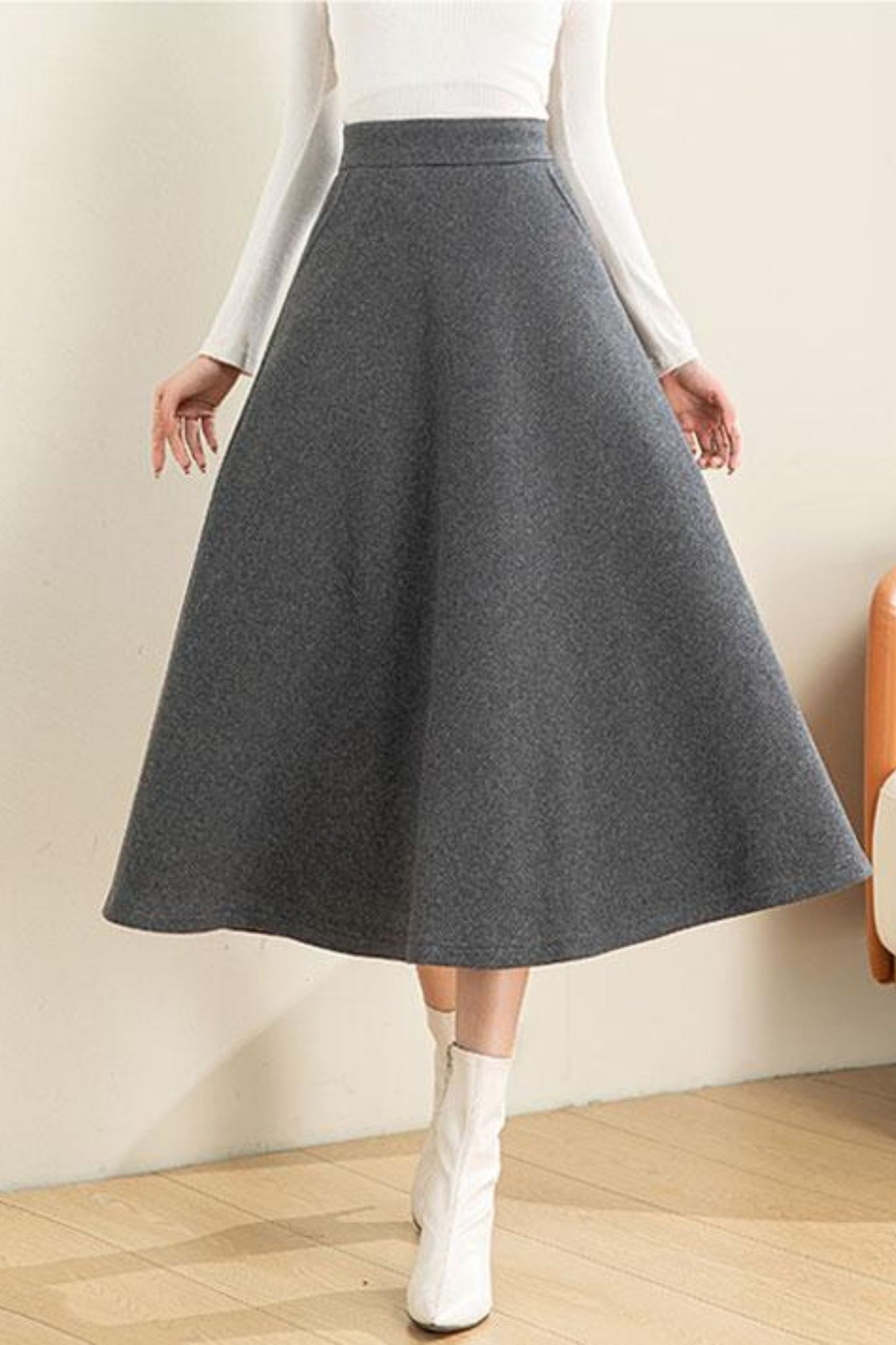 High Waisted Wool Skirt C3556