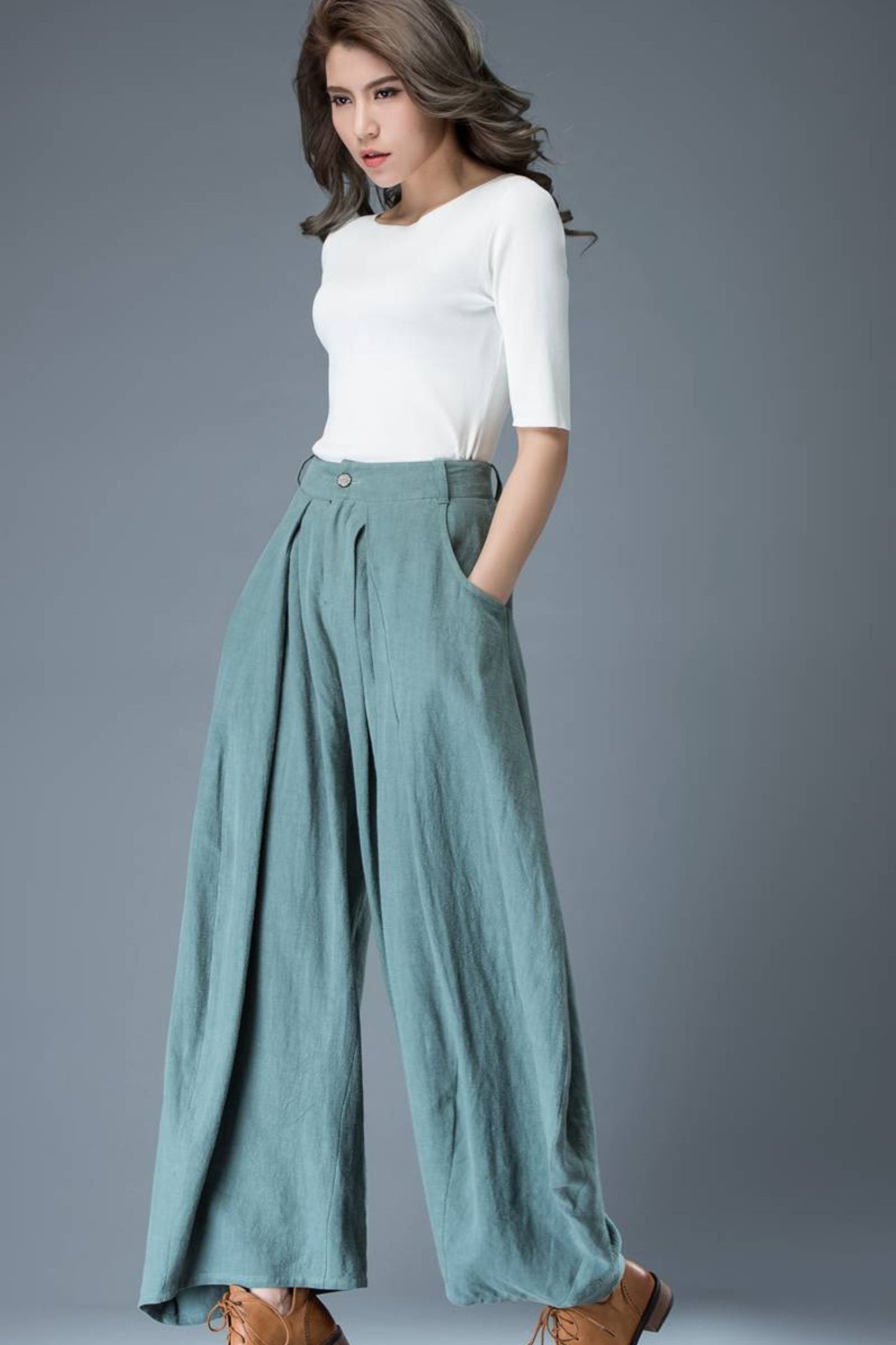 palazzo pants, Wide leg pants, linen pants woman C835