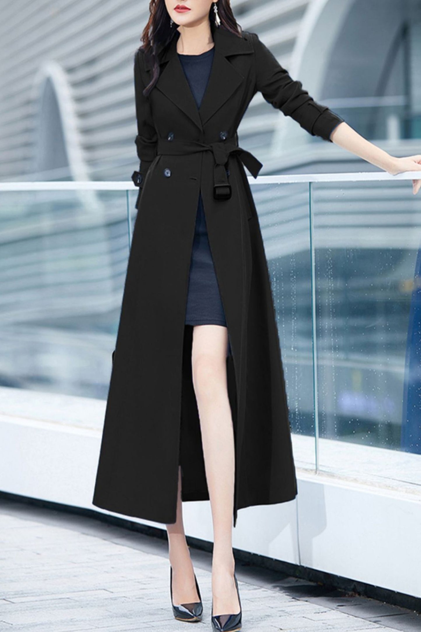 Trench Coat Women, Double Breasted Coat C4155