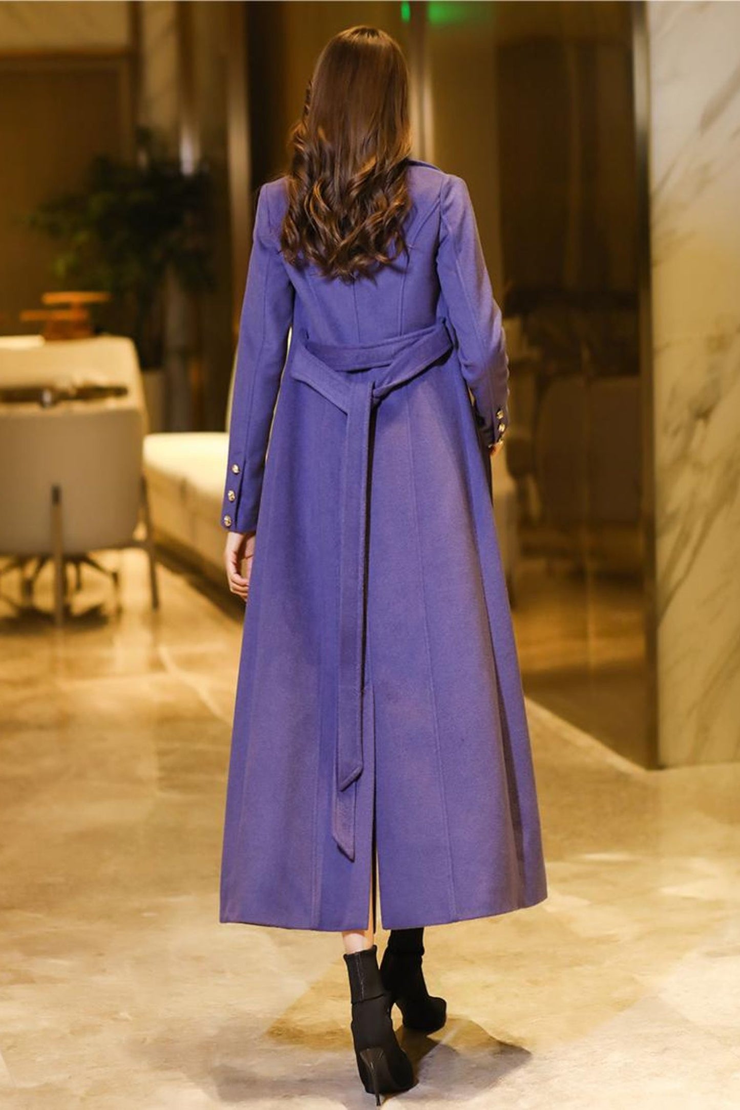 Women's Medium-length Purple coat C3772